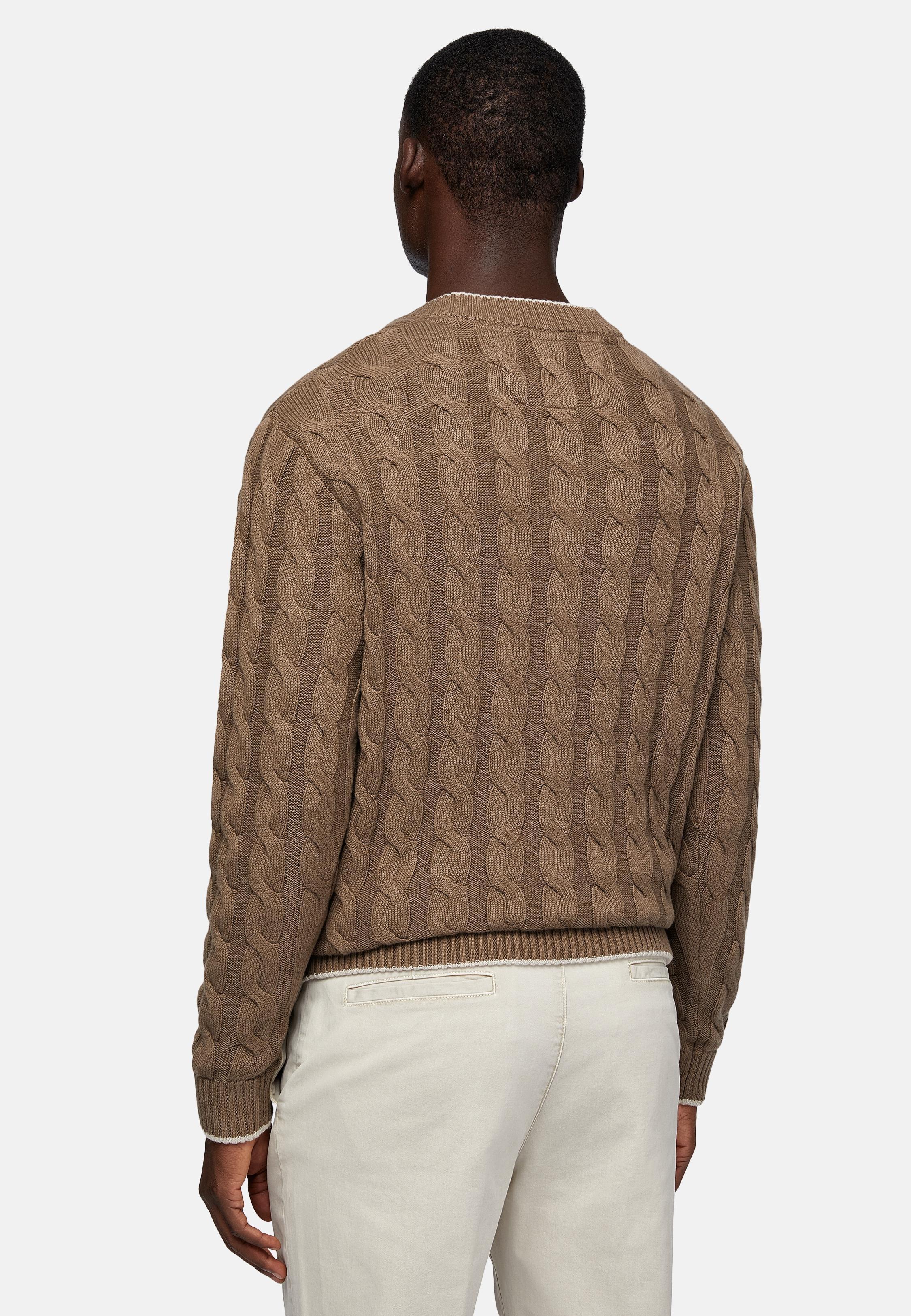 Brown Texture Casual Sweater, , large image number 3