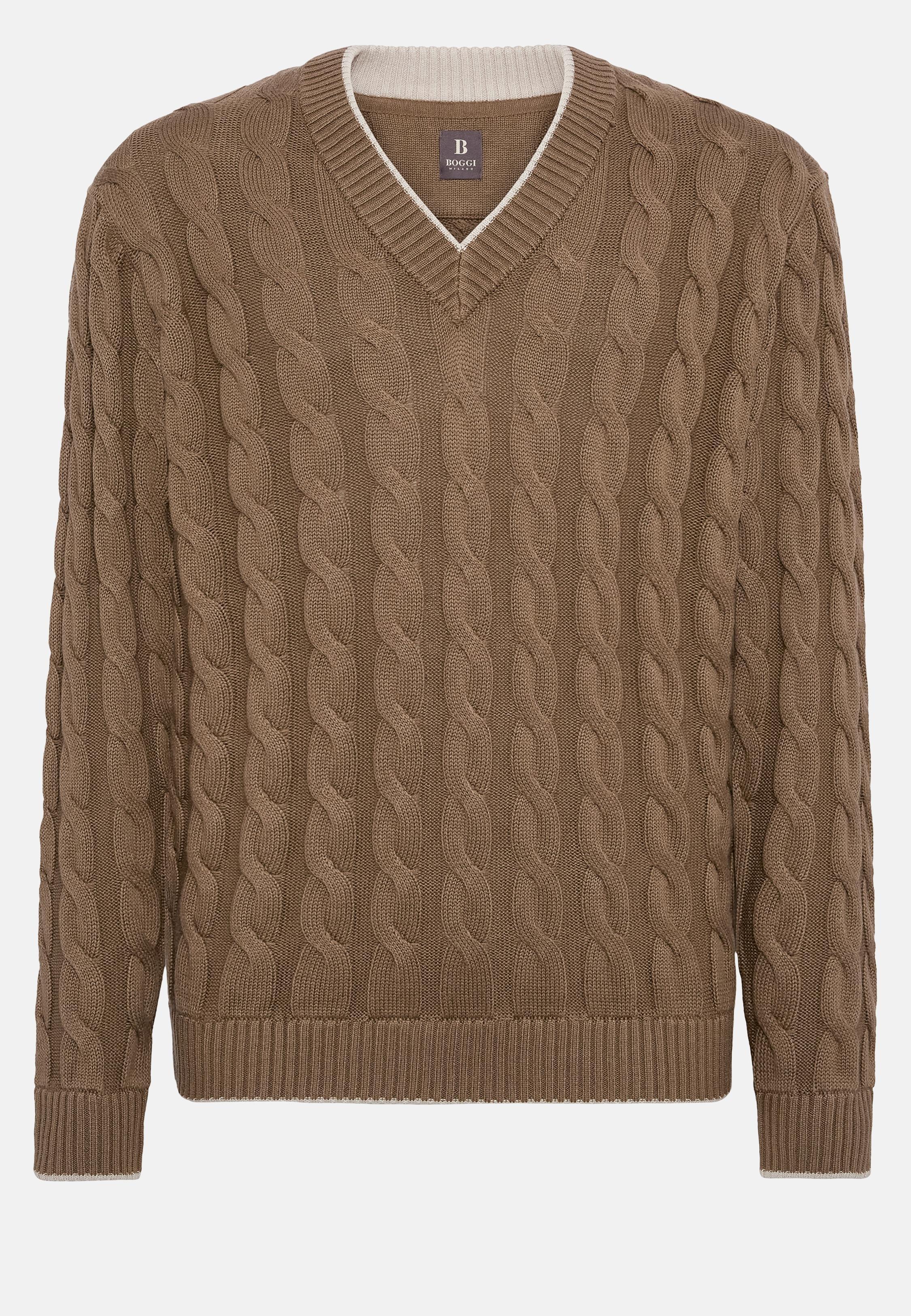 Brown Texture Casual Sweater, , large image number 6