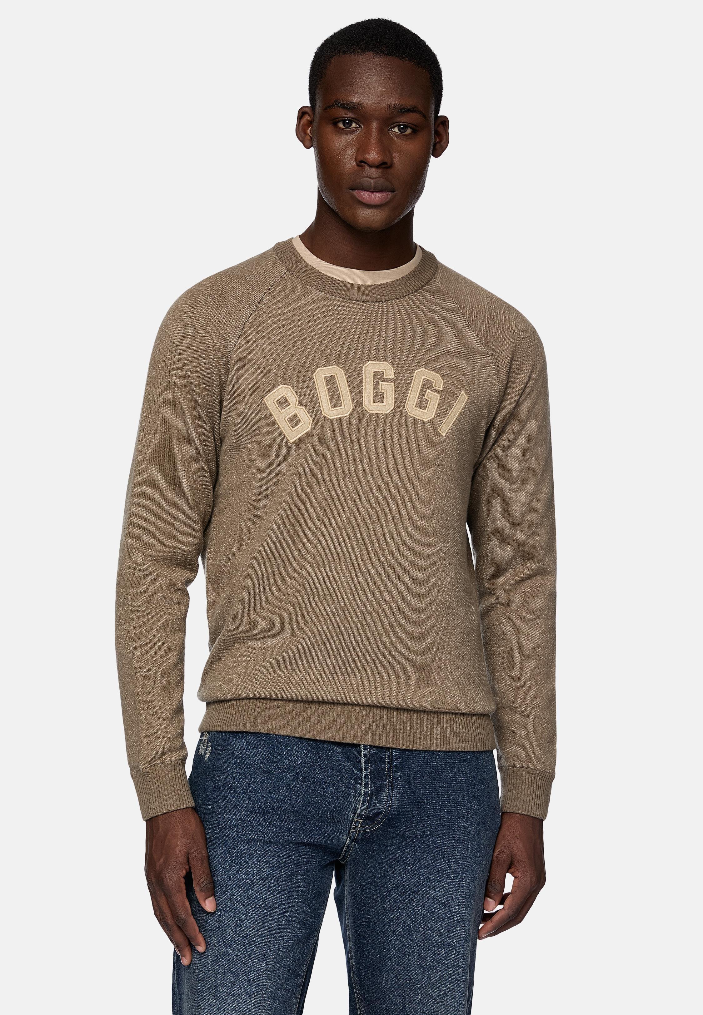Brown Crew Neck Cotton Jumper, , large image number 1