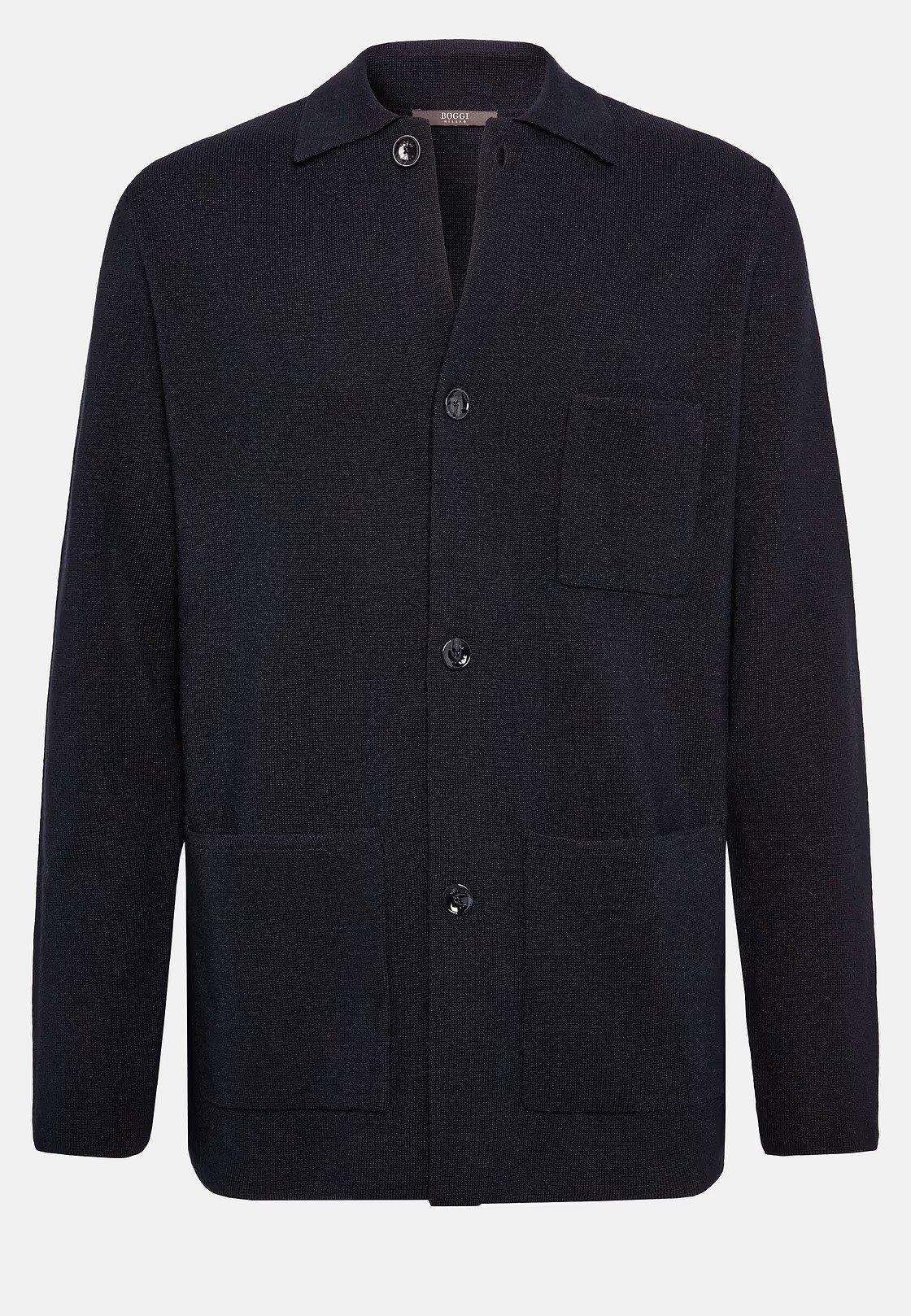 Blue Solid Long Shirt, Navy blue, large image number 4