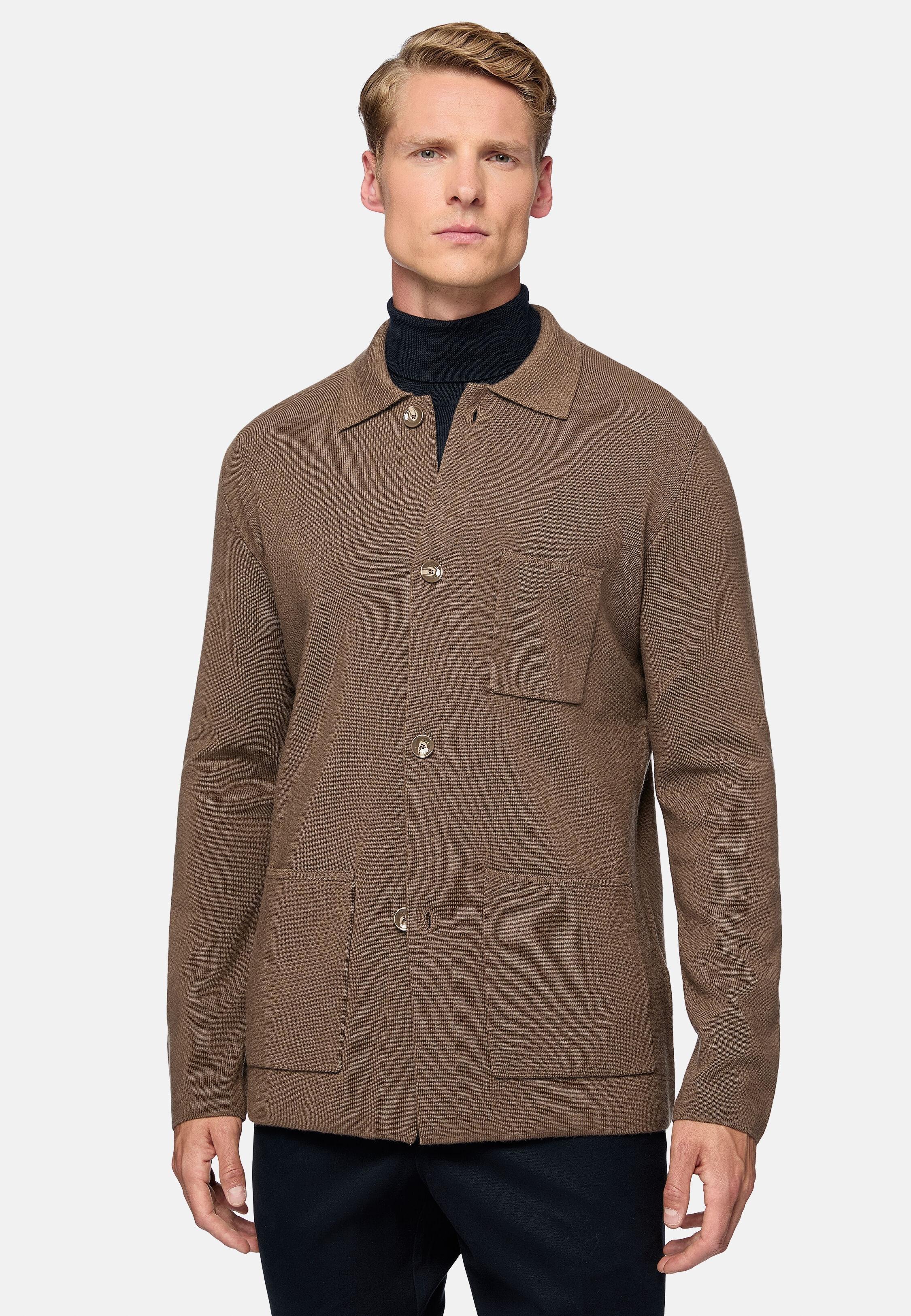Oversize Knitted Shirt, Brown, Brown, large image number 0