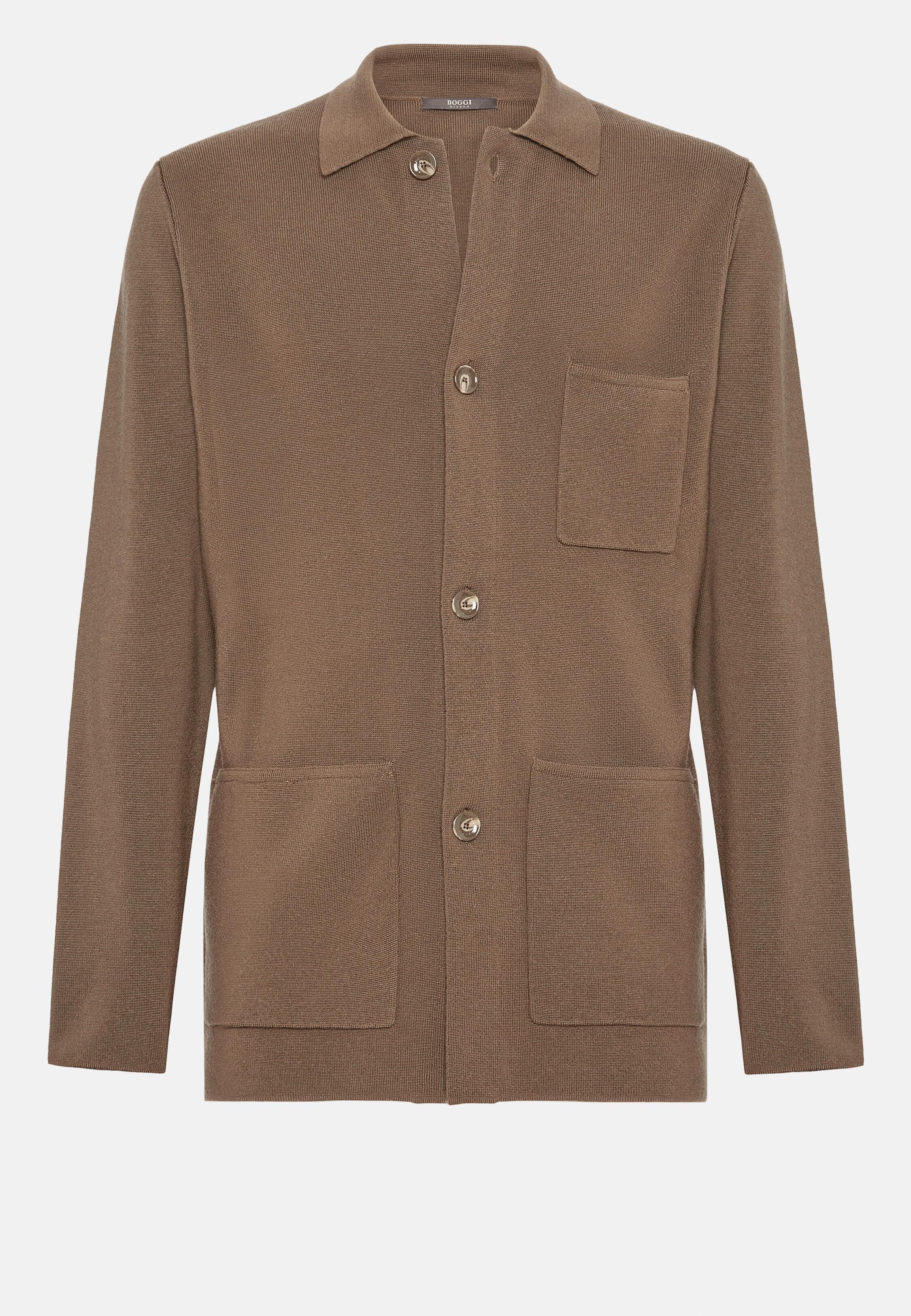 Oversize Knitted Shirt, Brown, Brown, large image number 3