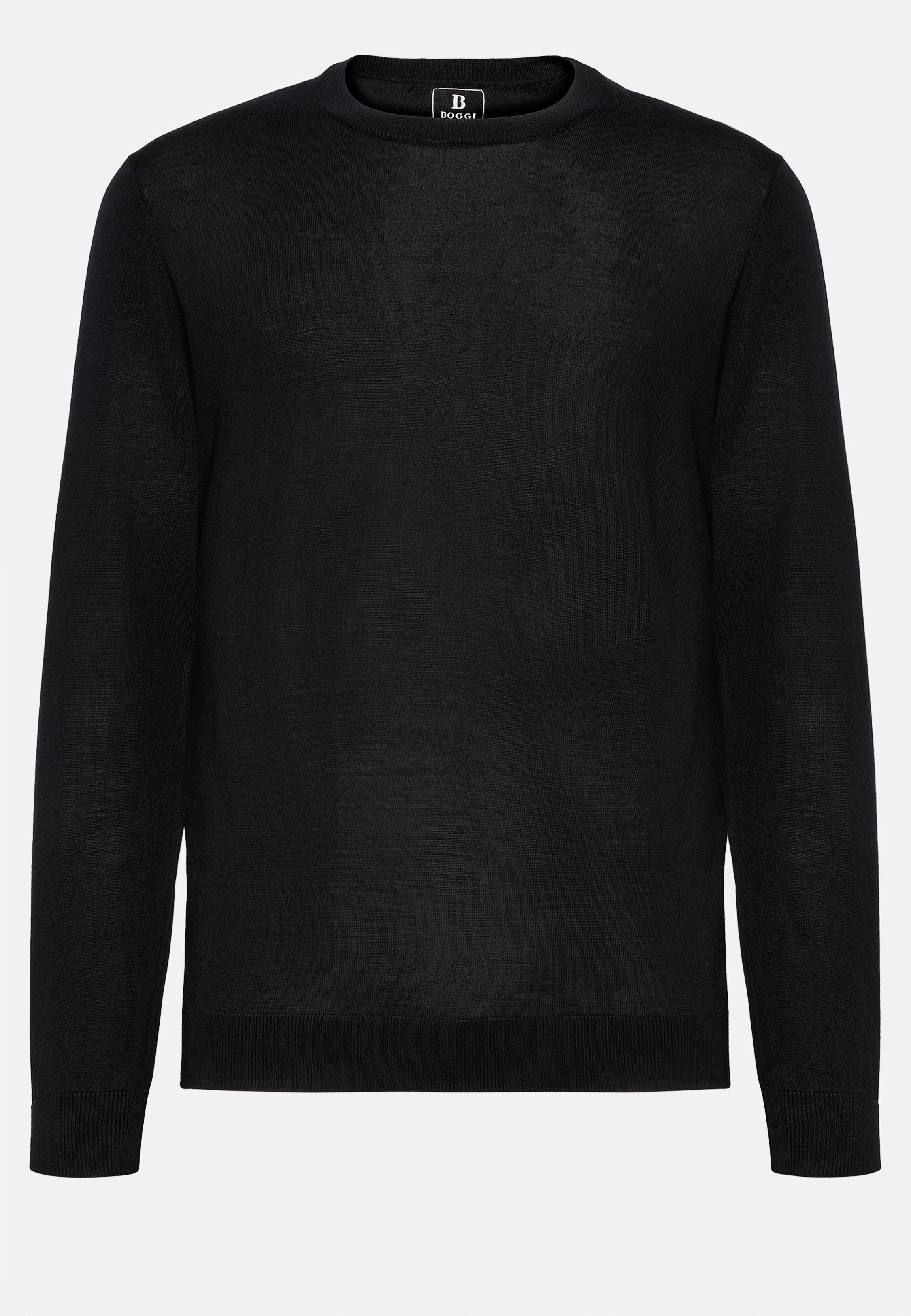 Black Crew Neck Wool Jumper, Black, large image number 4
