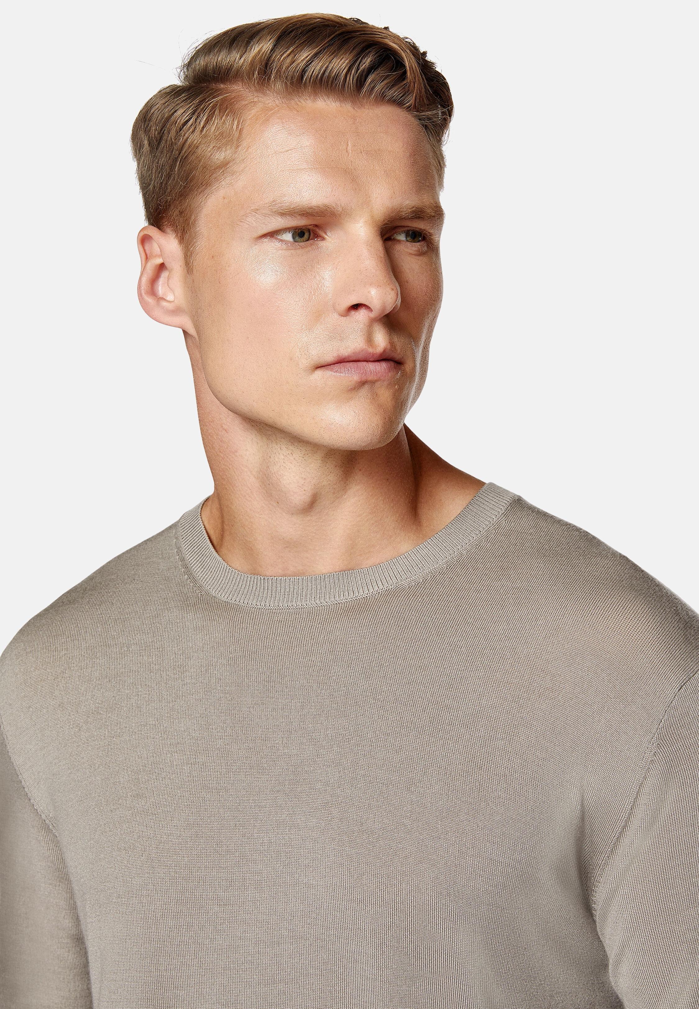 Brown Crew Neck Wool Jumper, Taupe, large image number 4