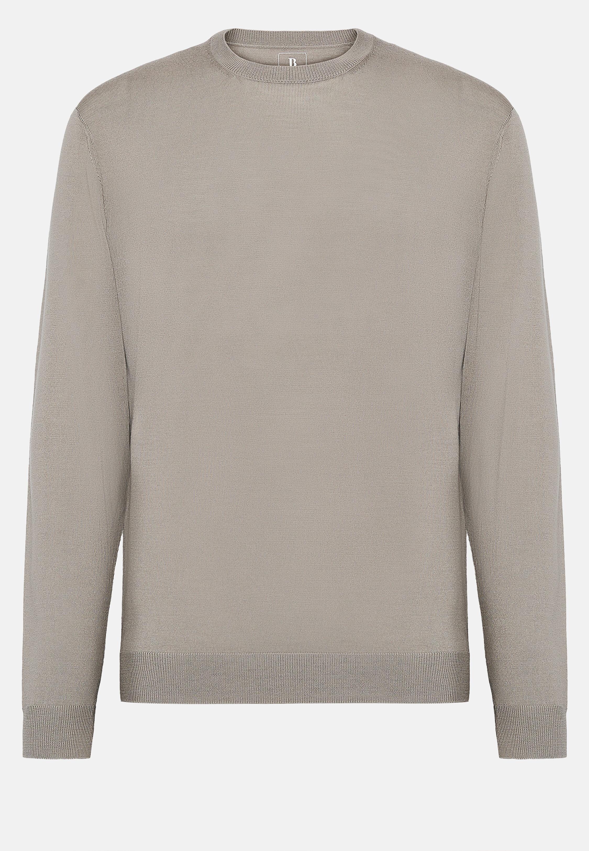 Brown Crew Neck Wool Jumper, Taupe, large image number 5