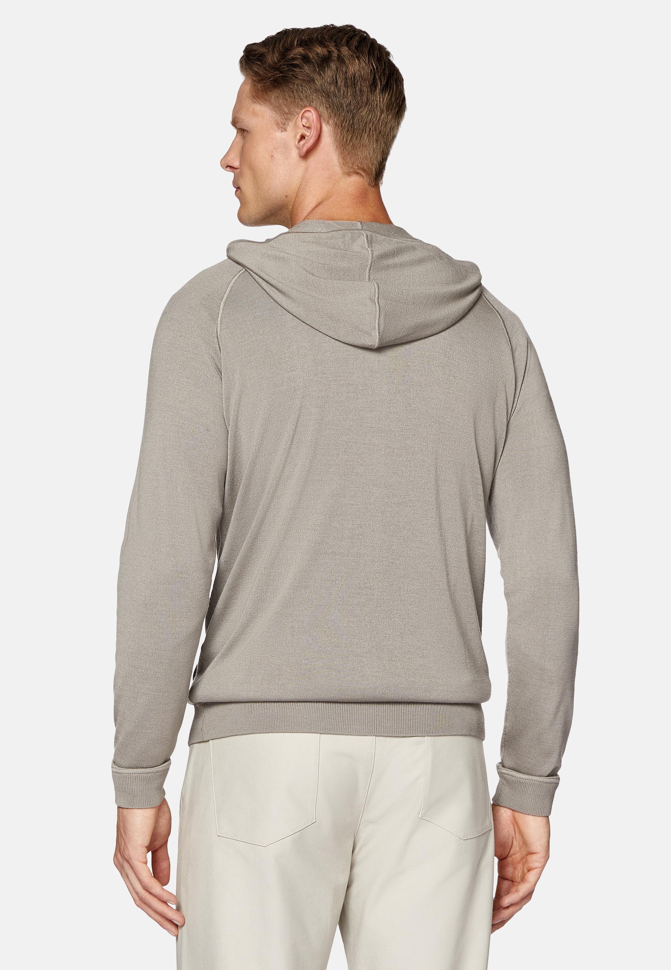 Brown Merino Wool Full Zip Hoodie, , large image number 2