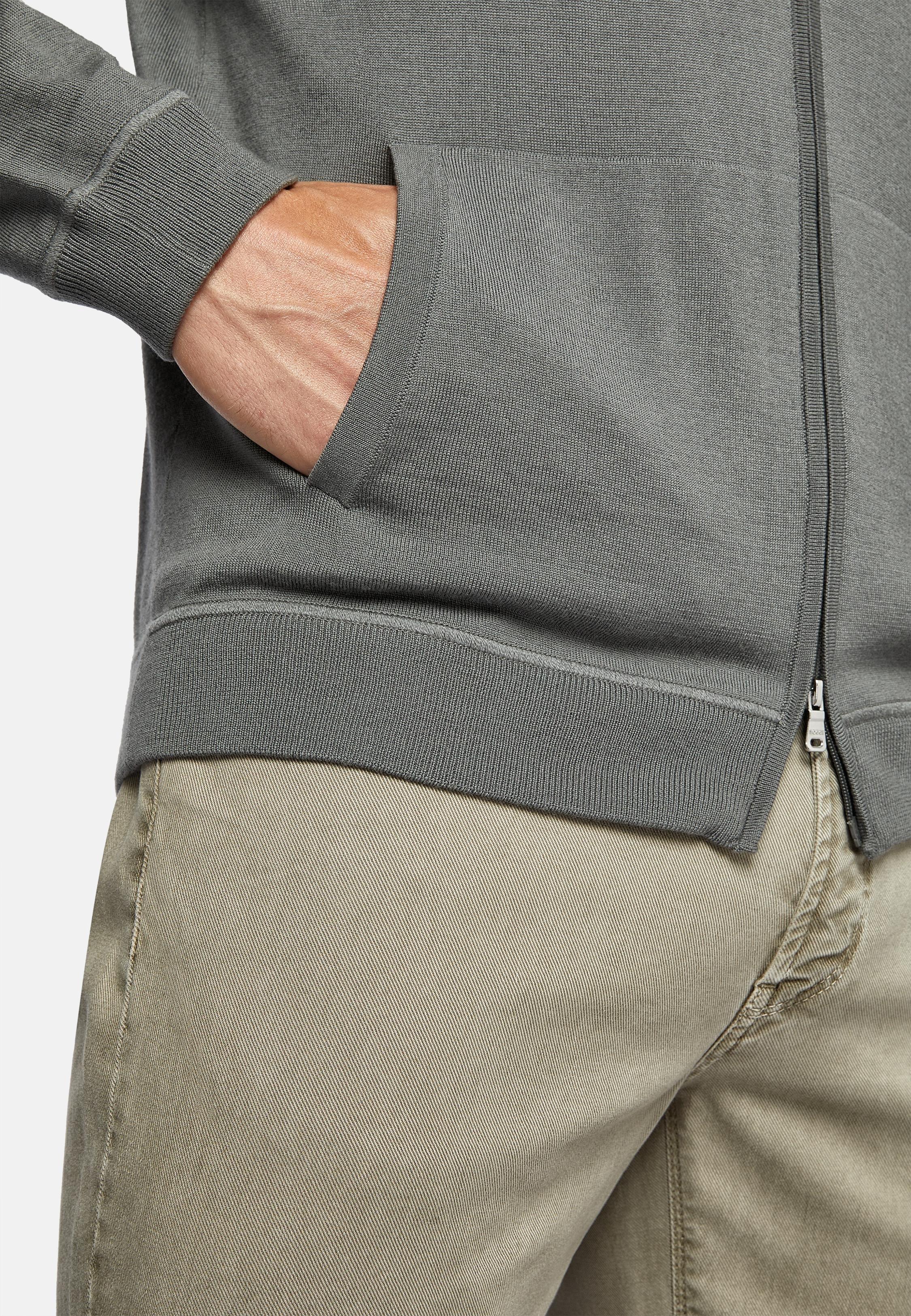 Green Merino Wool Full Zip Hoodie, , large image number 1