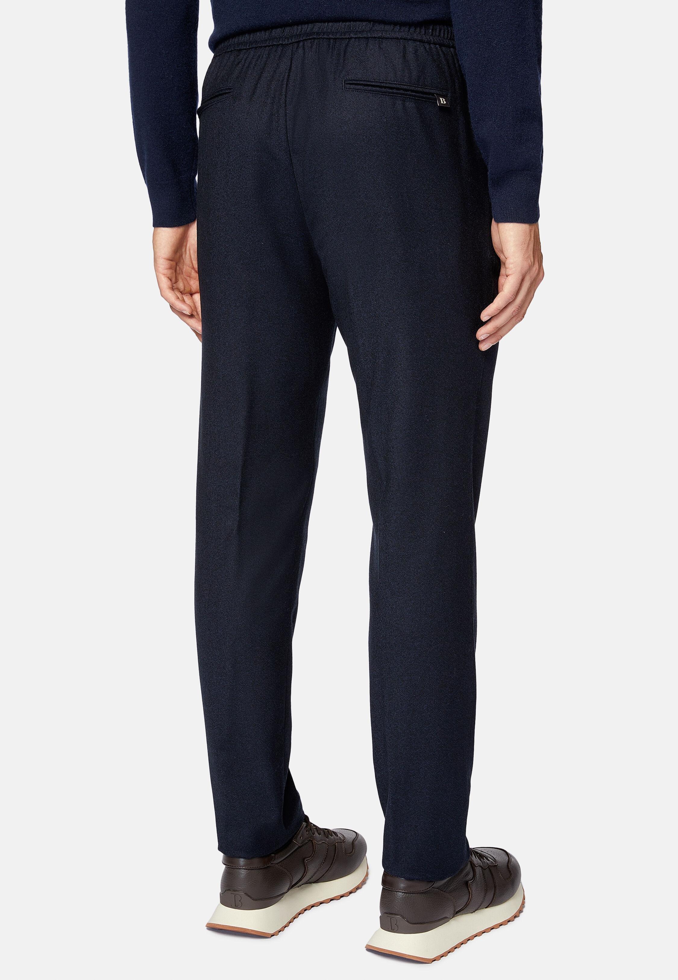 Navy Solid Casual Trousers, Navy blue, large image number 5