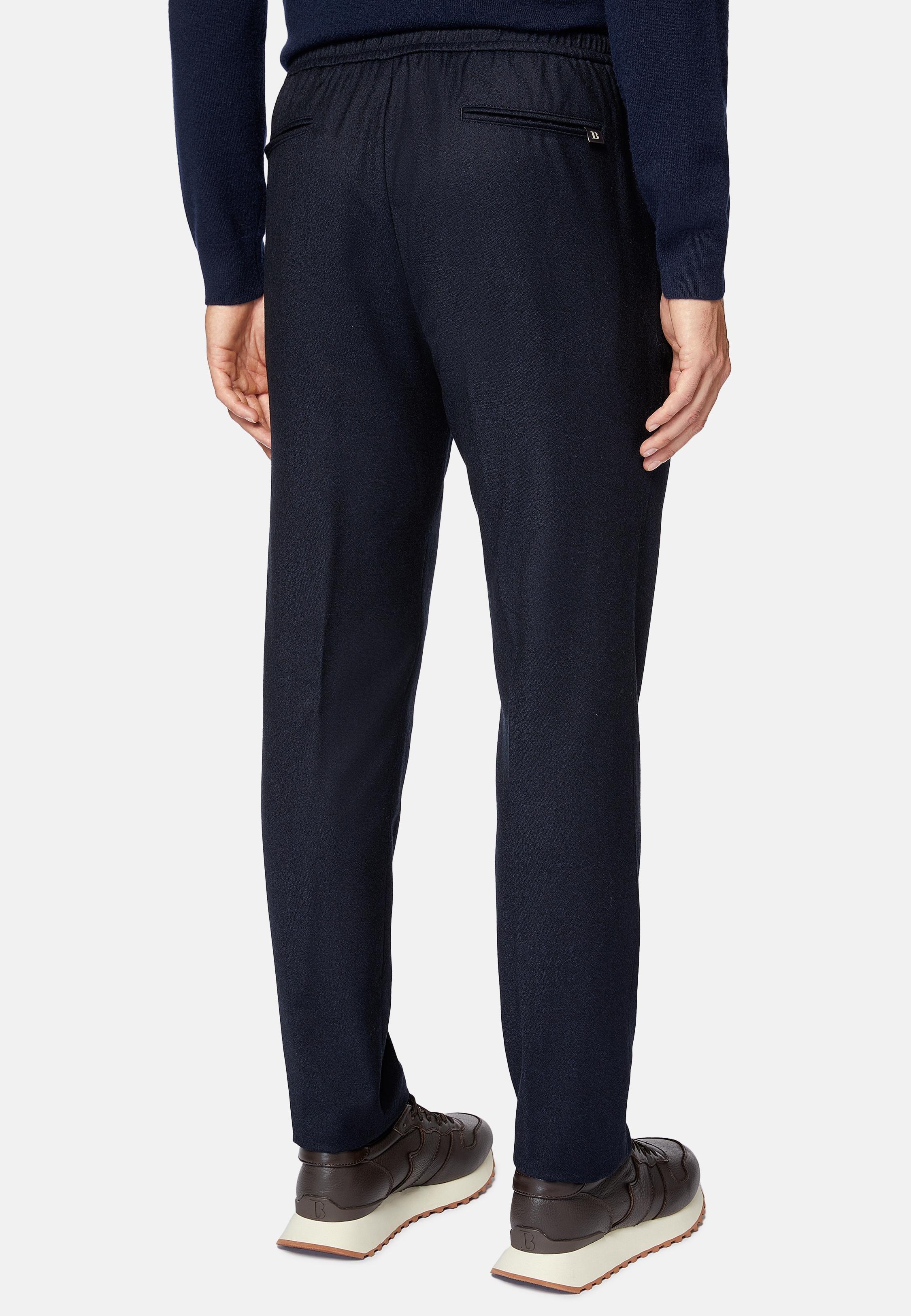 Navy Solid Casual Trousers, Navy blue, large image number 8