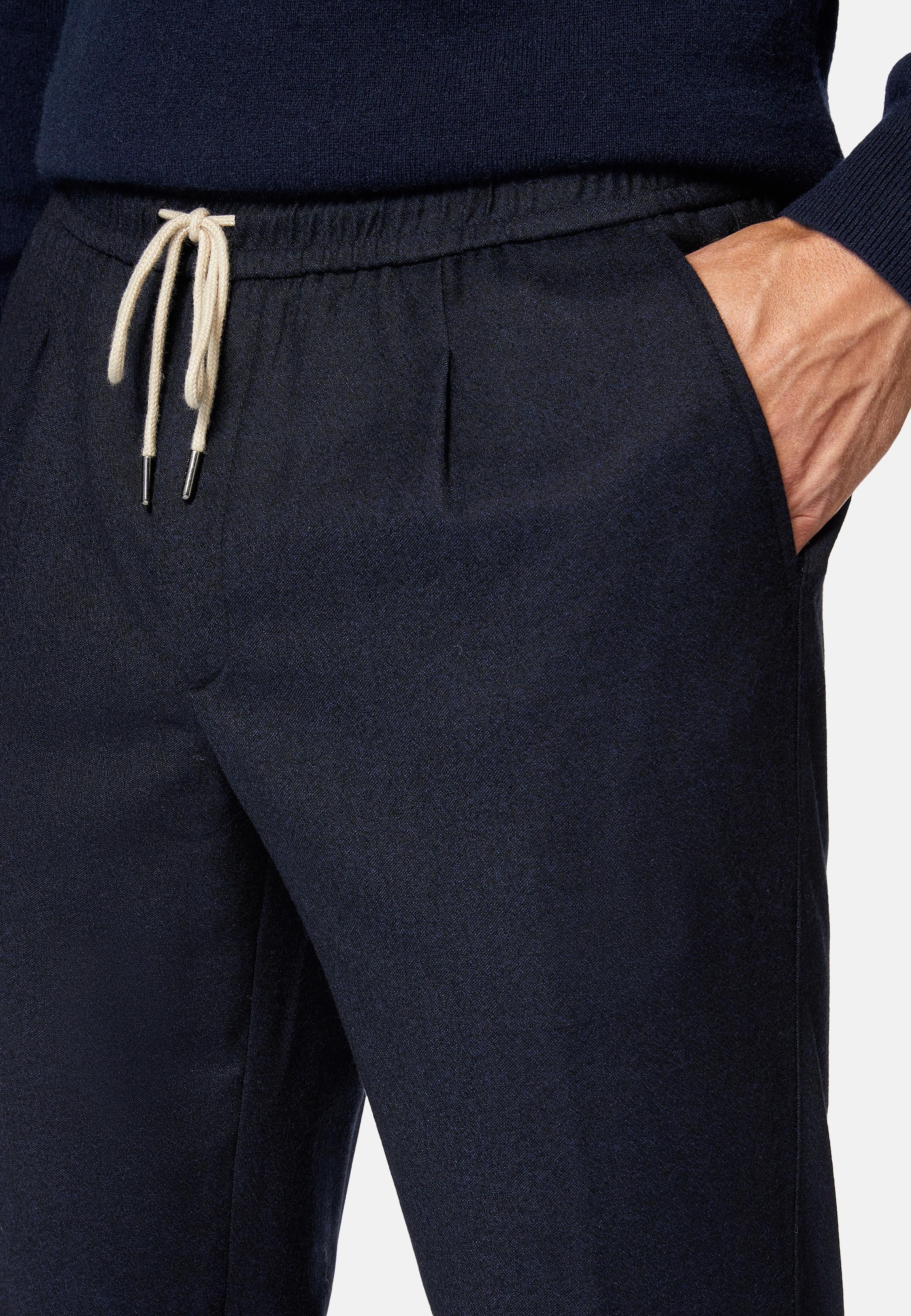 Navy Solid Casual Trousers, Navy blue, large image number 9