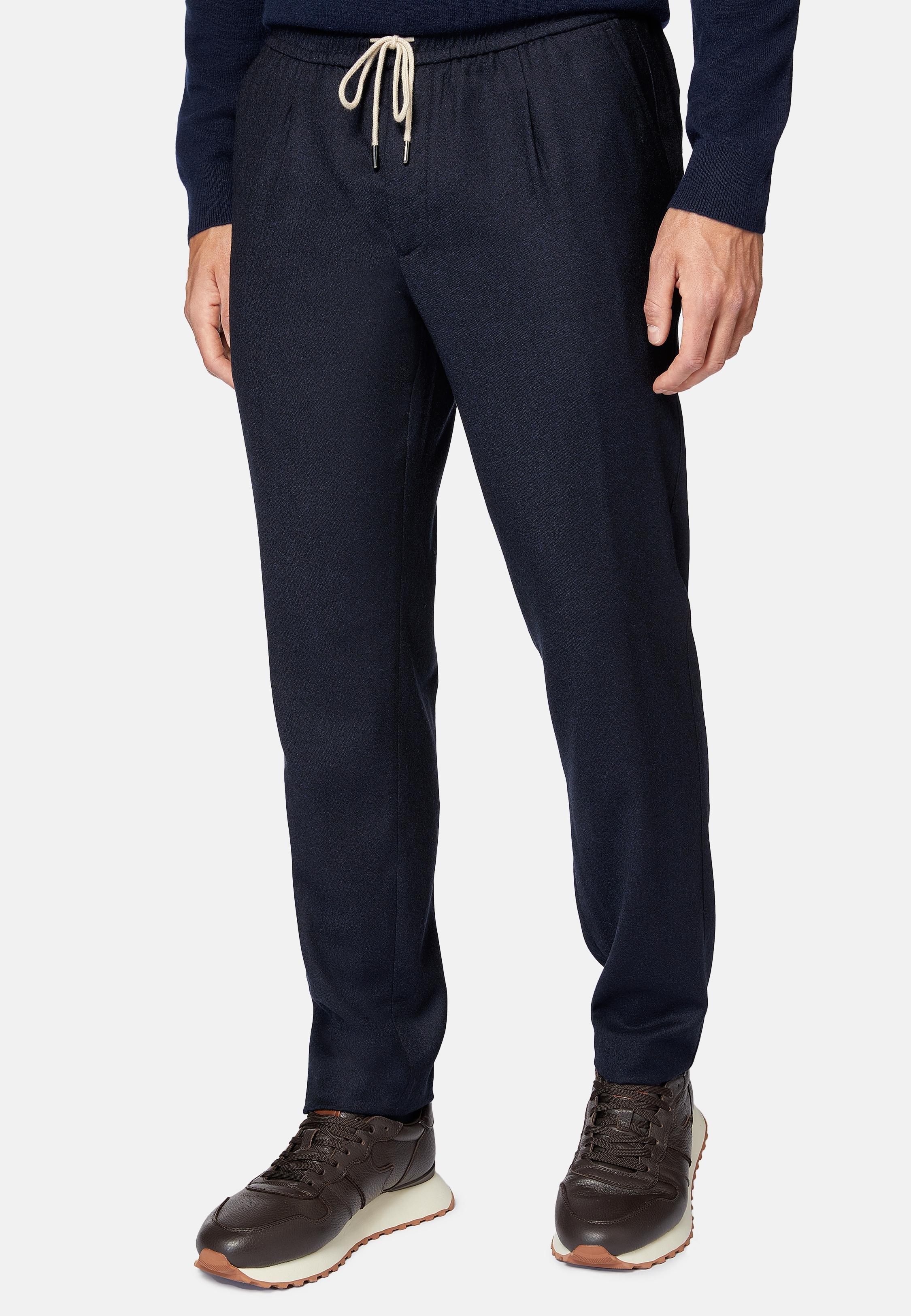 Solid Casual Trousers, Navy Blue, Navy blue, large image number 11