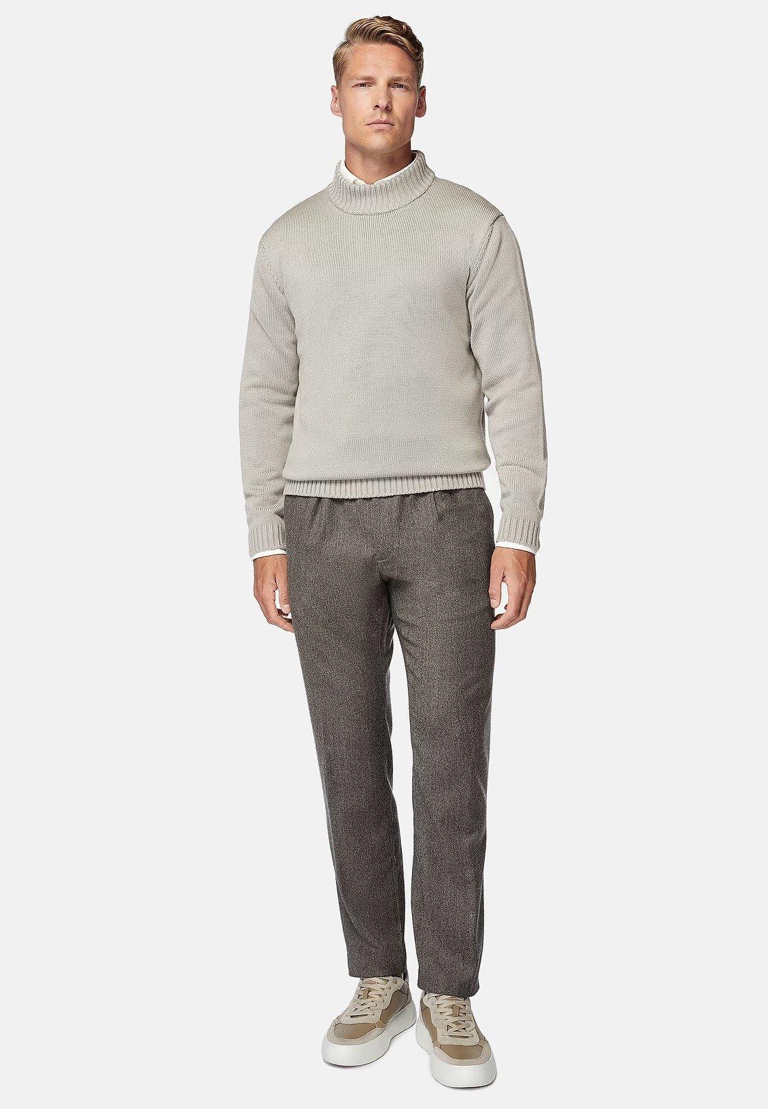 BROWN City Trousers in Flannel, Taupe, large image number 2