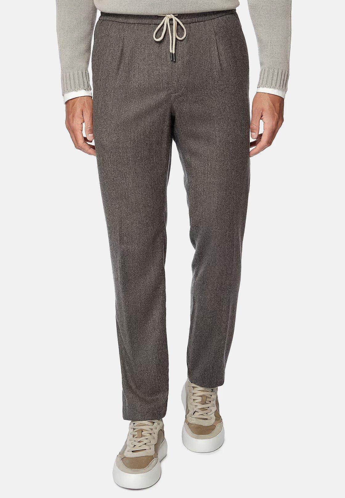 Taupe Herringbone Casual Trousers, Taupe, large image number 2