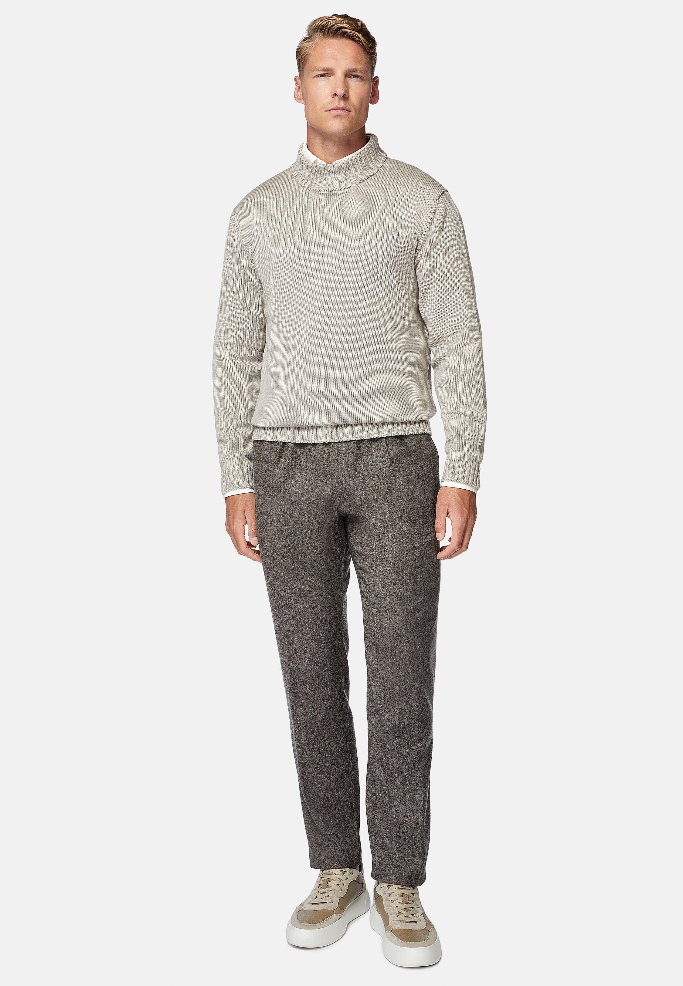 Taupe Herringbone Casual Trousers, Taupe, large image number 3