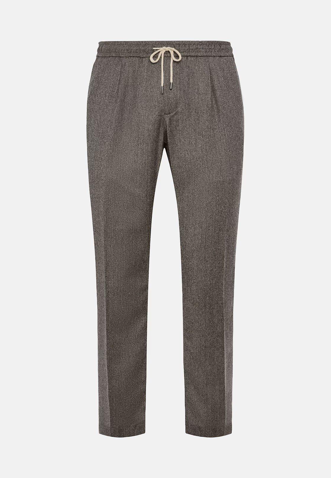 Taupe Herringbone Casual Trousers, Taupe, large image number 4