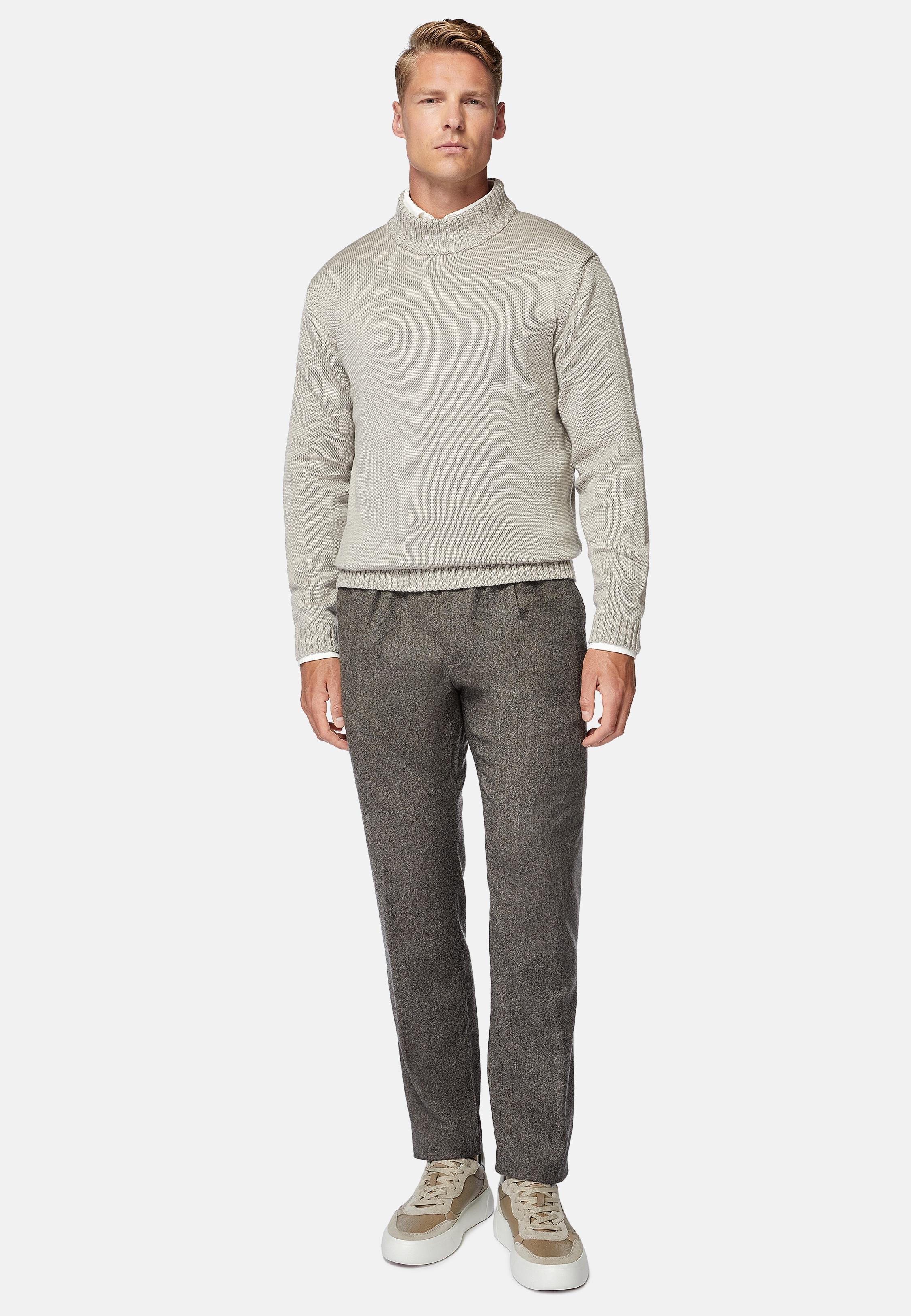 Taupe Herringbone Casual Trousers, Taupe, large image number 6