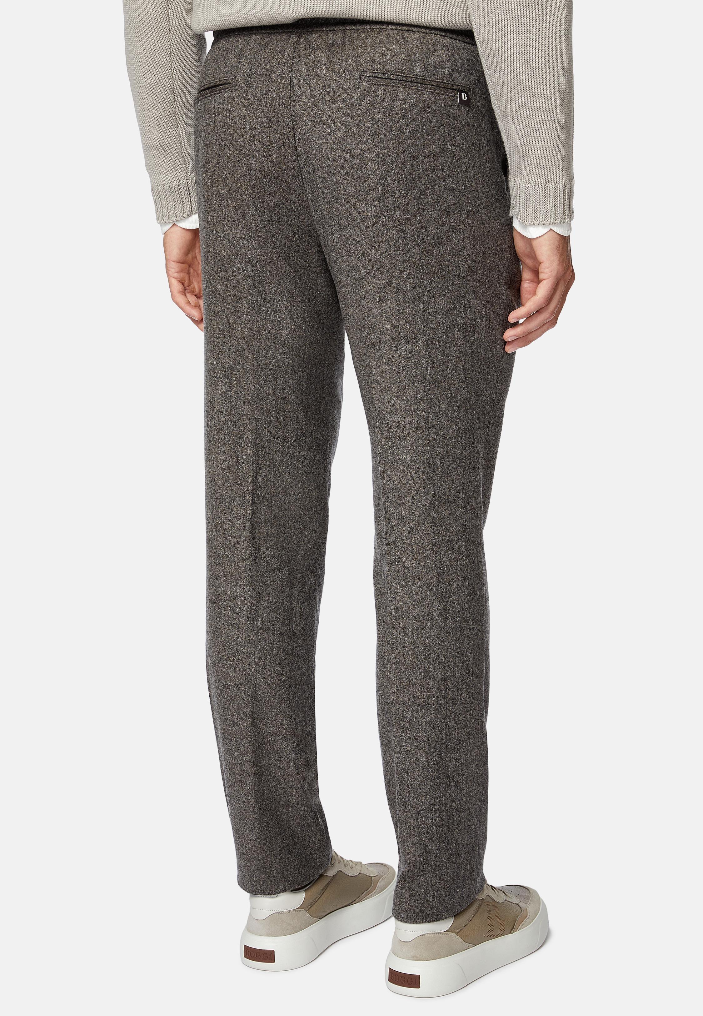 Taupe Herringbone Casual Trousers, Taupe, large image number 8