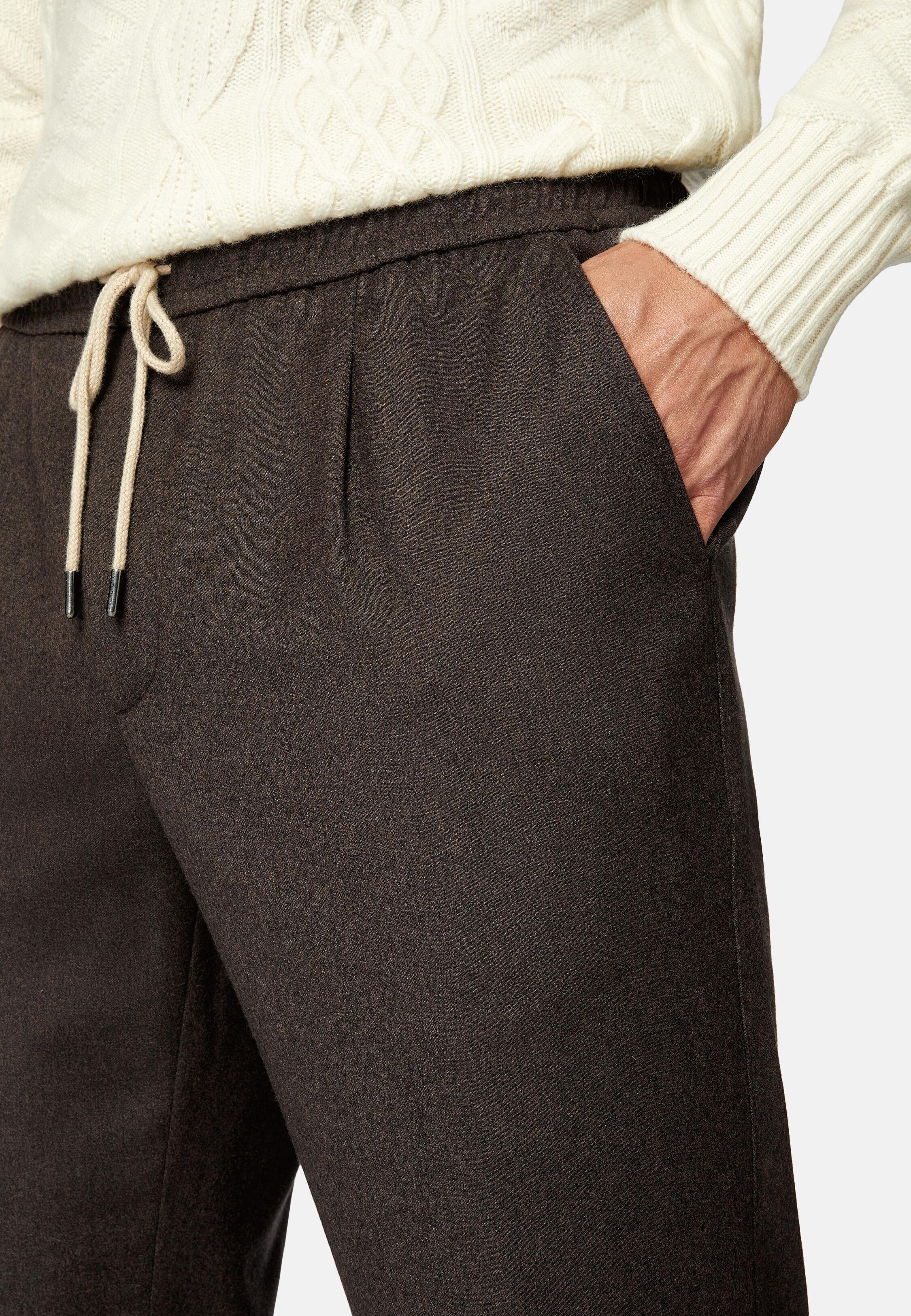 Brown Herringbone Casual Trousers, 3901_BROW, large image number 6