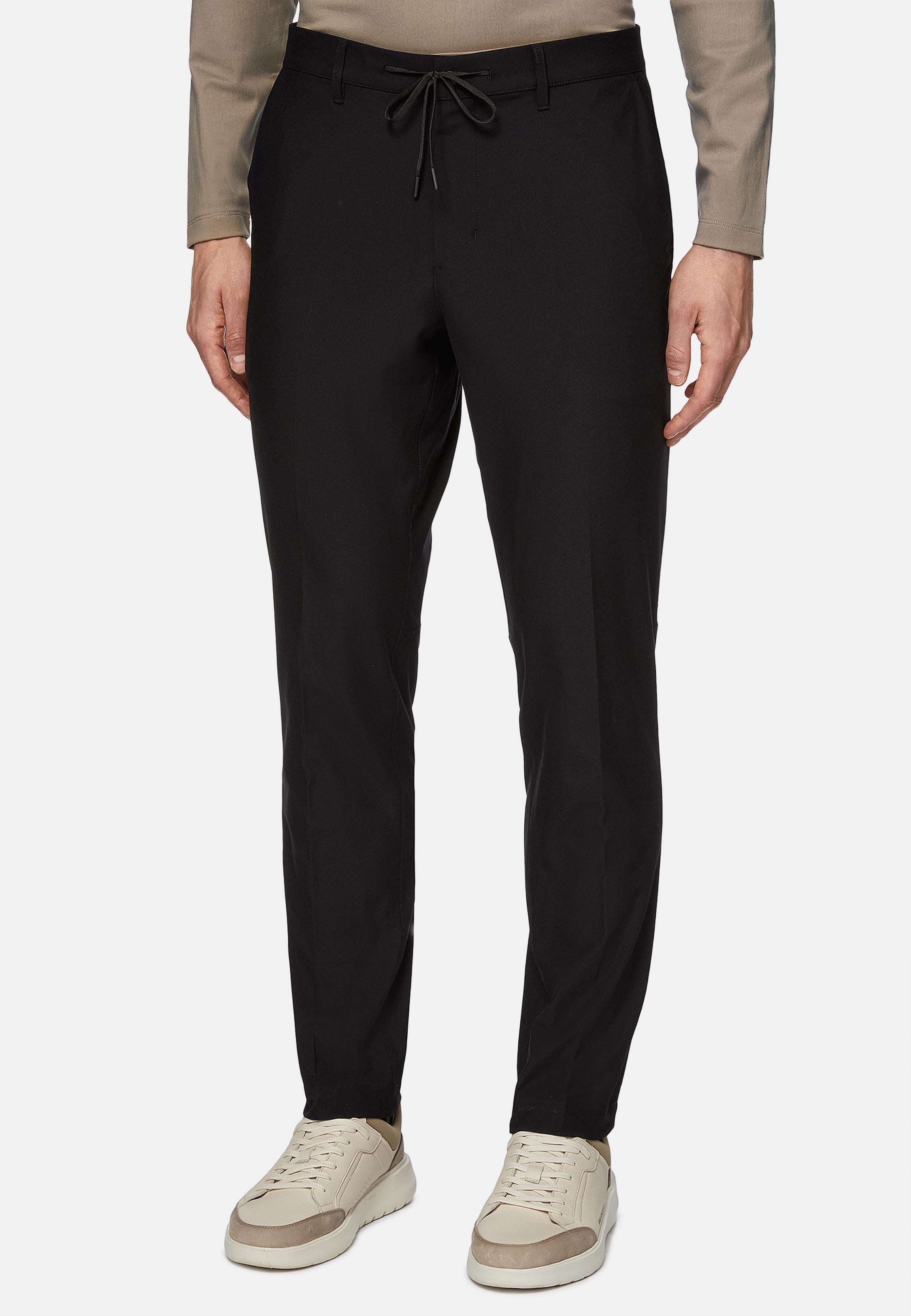 Black Ergonomic Trousers In Warp-knitted Nylon B Tech, Black, medium