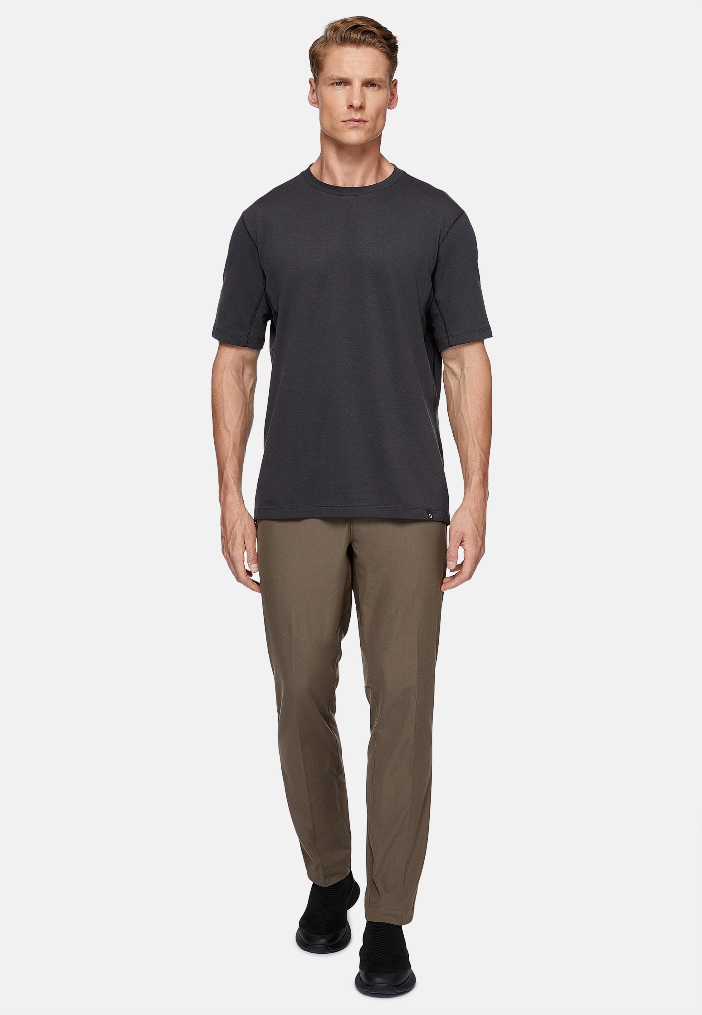 Brown Ergonomic Trousers In Warp-Knitted Nylon B Tech, 3901_TAUP, large image number 4