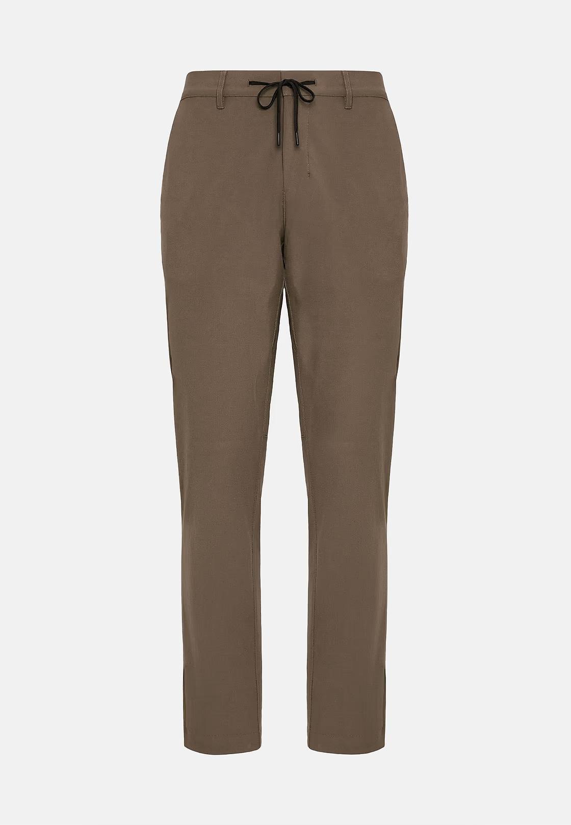 Brown Ergonomic Trousers In Warp-Knitted Nylon B Tech, 3901_TAUP, large image number 12