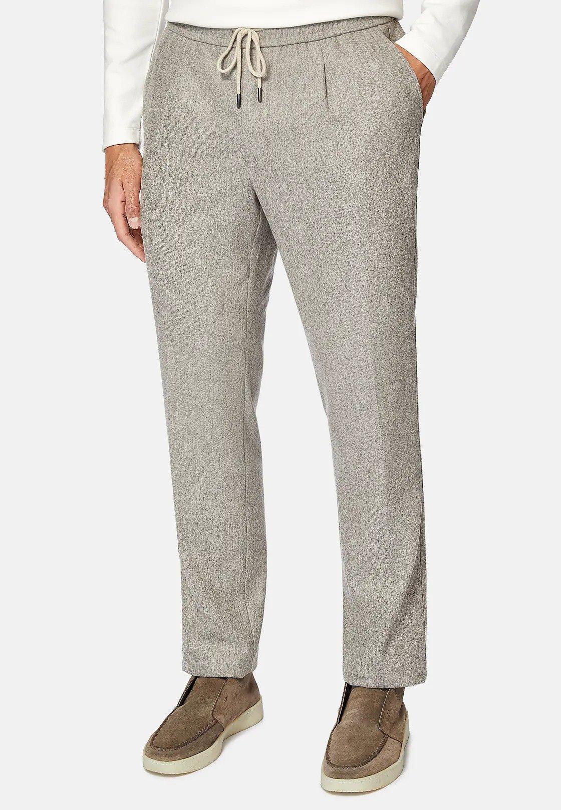 Beige Plain Trousers, , large image number 1