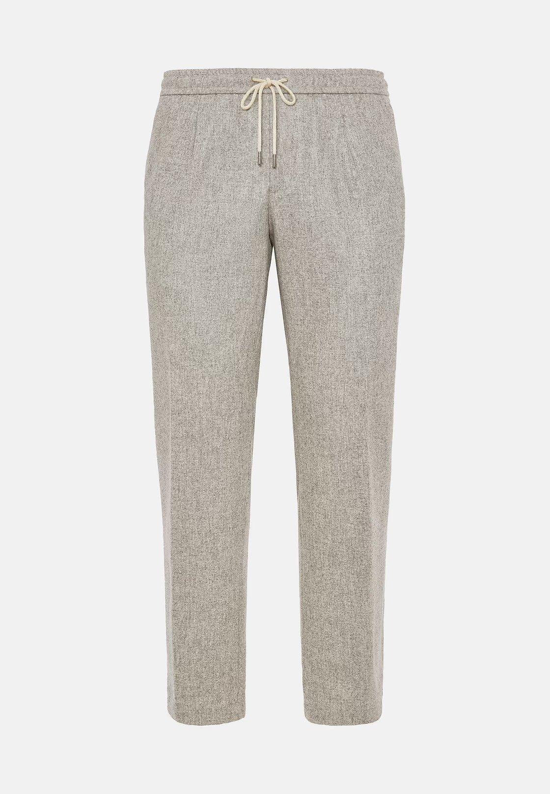 Beige Plain Trousers, 3901_BEIG, large image number 4