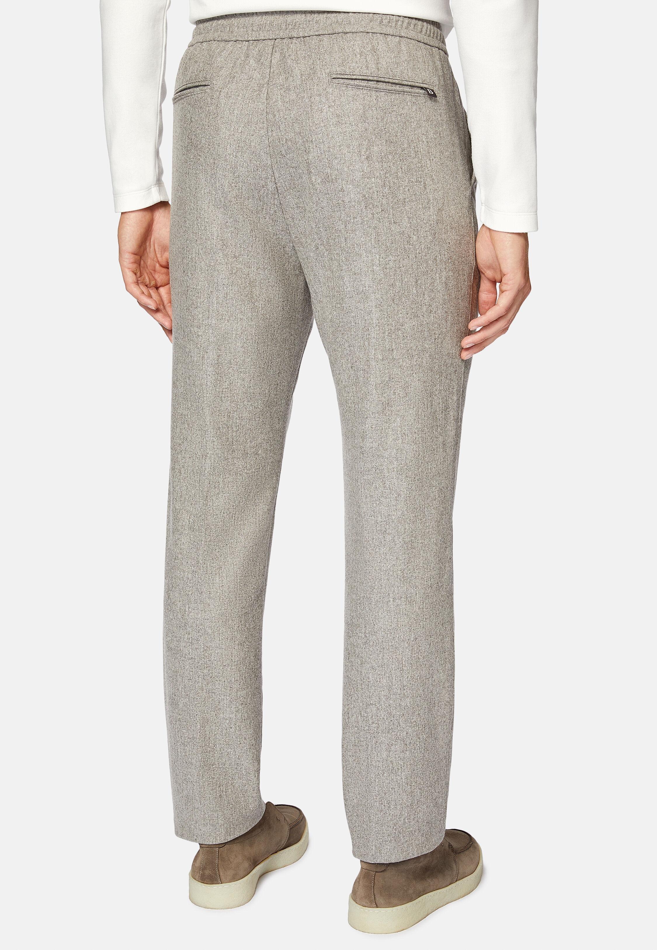 Beige Plain Trousers, 3901_BEIG, large image number 5