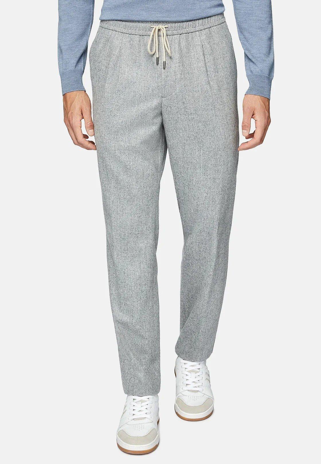Grey Textured Casual Trousers, , large image number 1