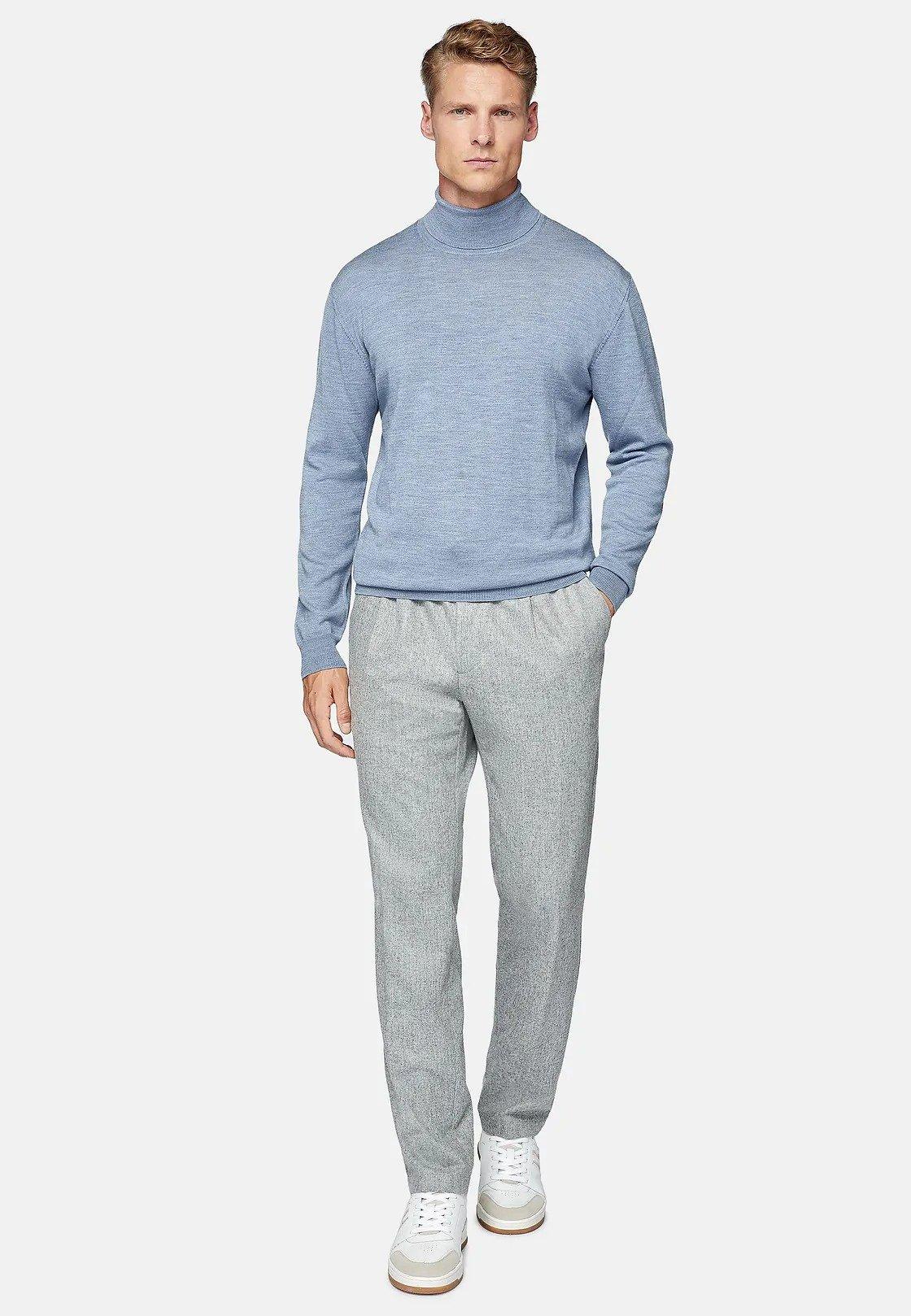 Grey Textured Casual Trousers, , large image number 2