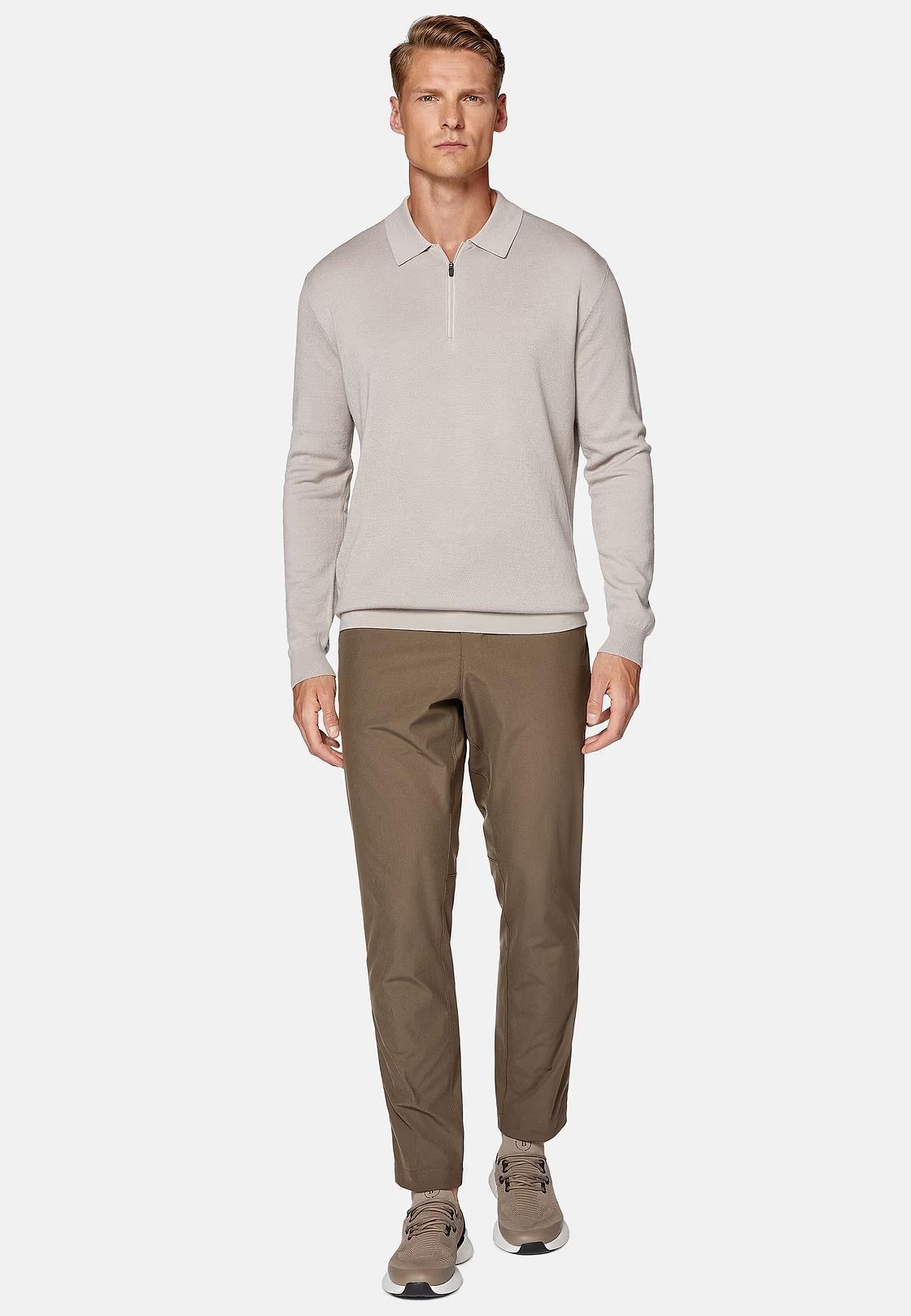 Sand Merino Wool Tech Polo Shirt, , large image number 0