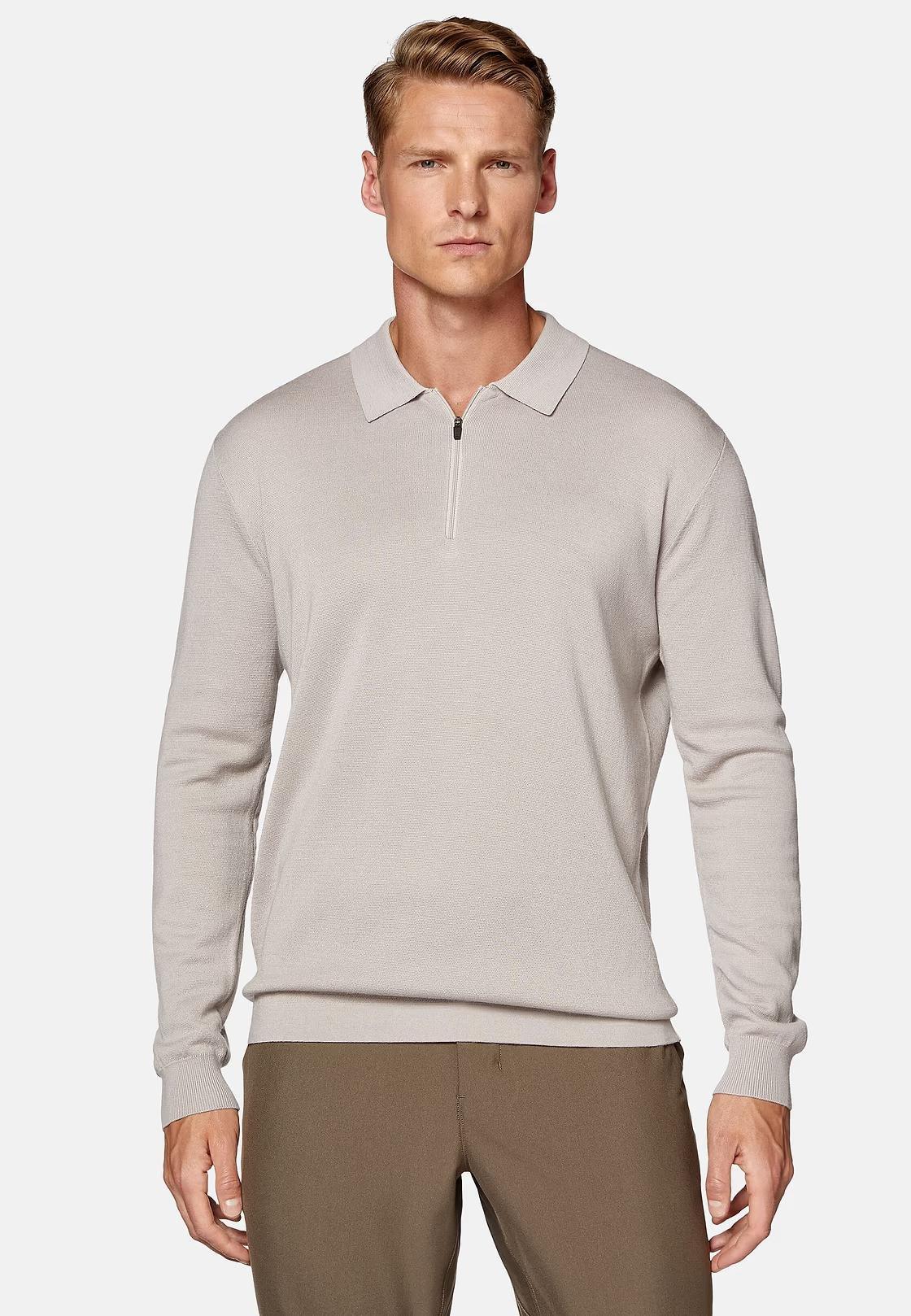 Sand Merino Wool Tech Polo Shirt, , large image number 2