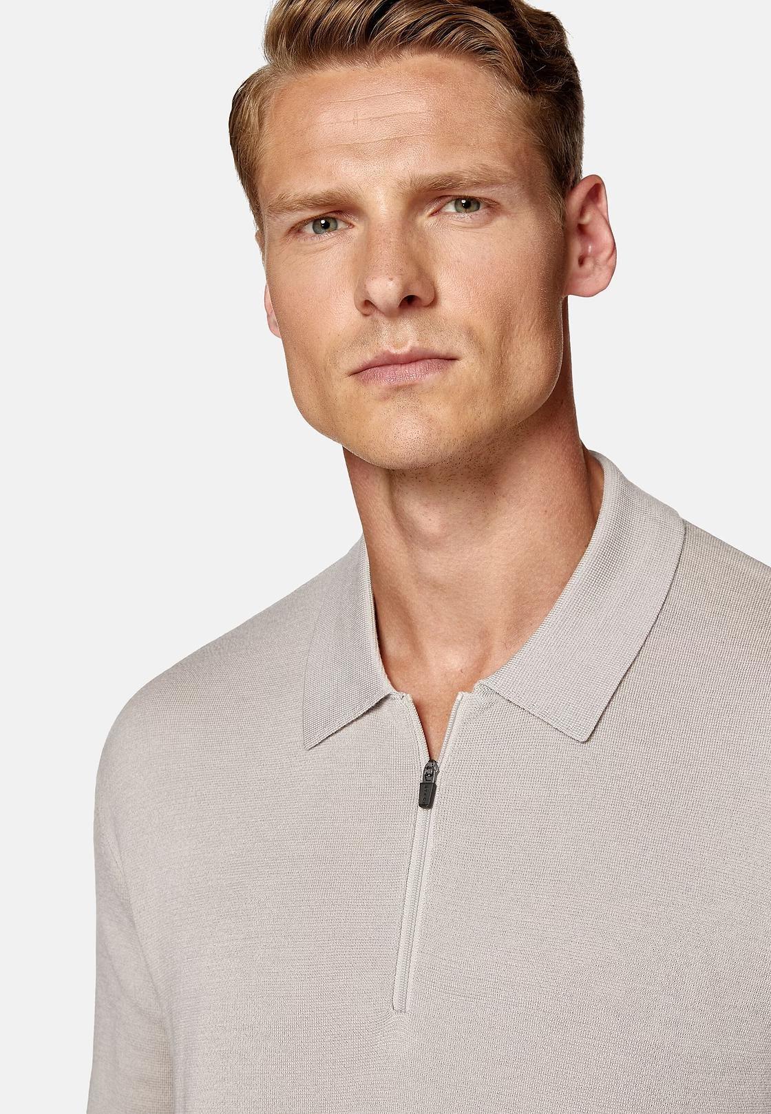 Sand Merino Wool Tech Polo Shirt, , large image number 6