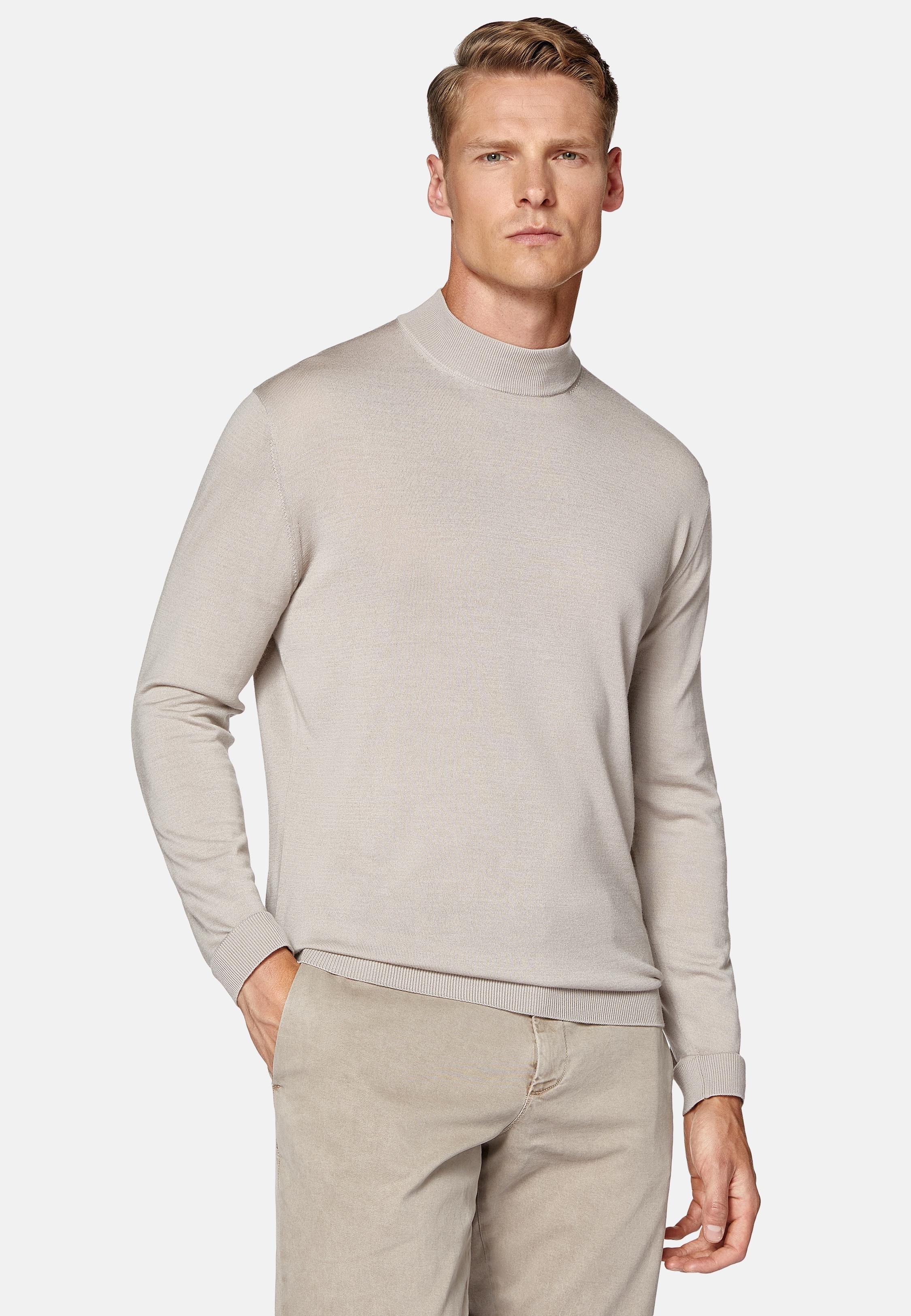 Beige Mock Polo Neck Jumper, 3901_SAND, large image number 0