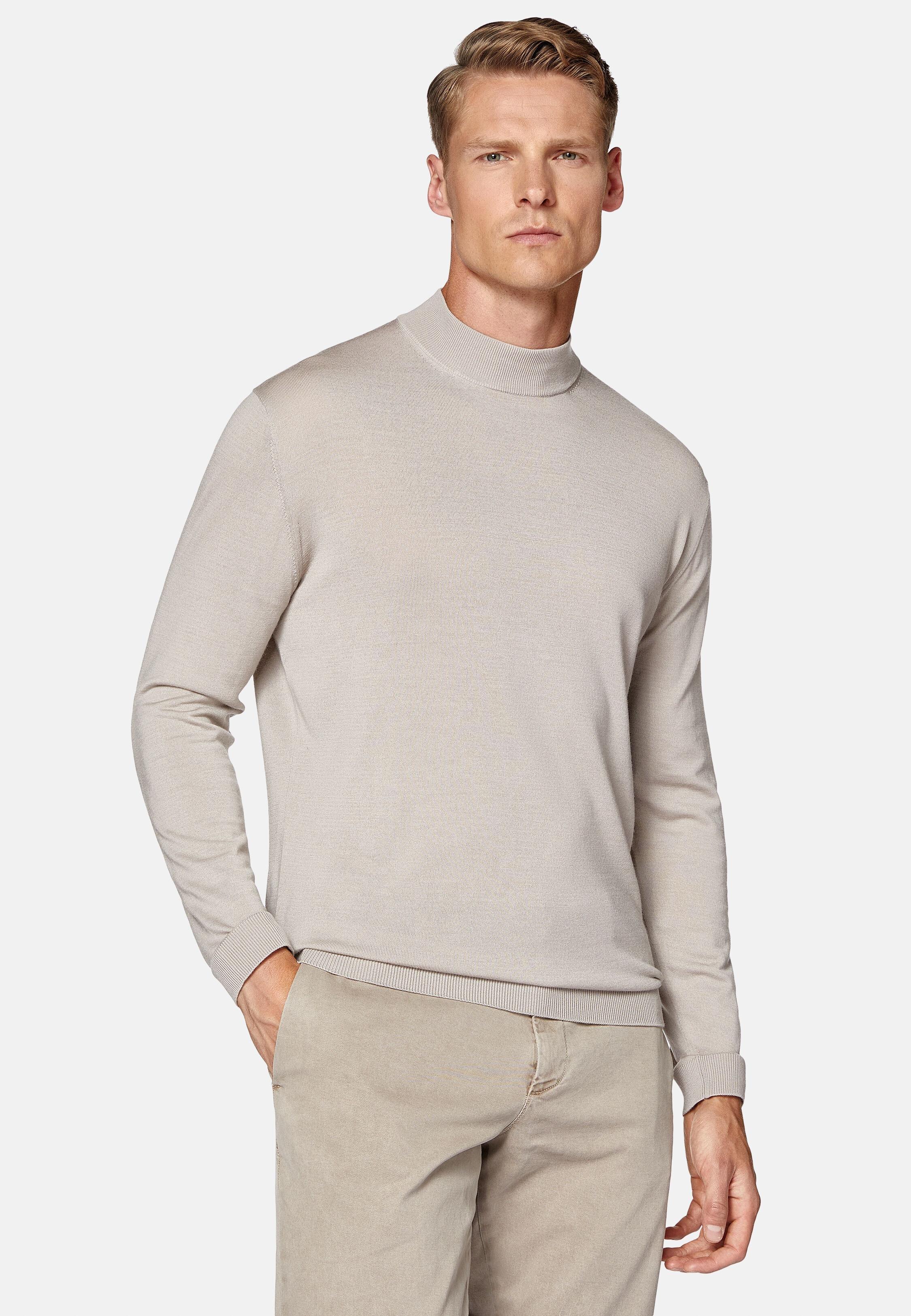 Beige Mock Polo Neck Jumper, 3901_SAND, large image number 0