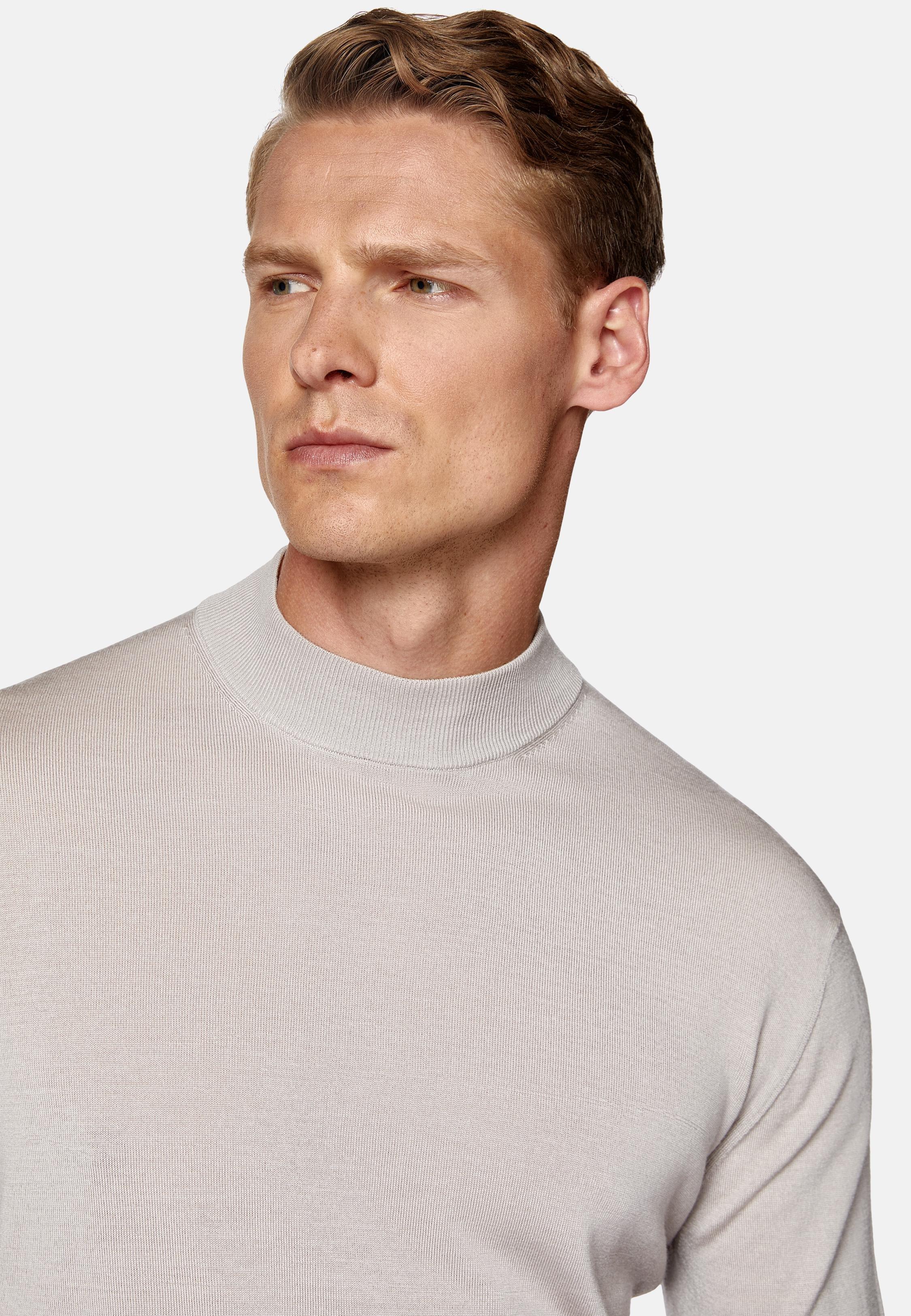 Beige Mock Polo Neck Jumper, 3901_SAND, large image number 1