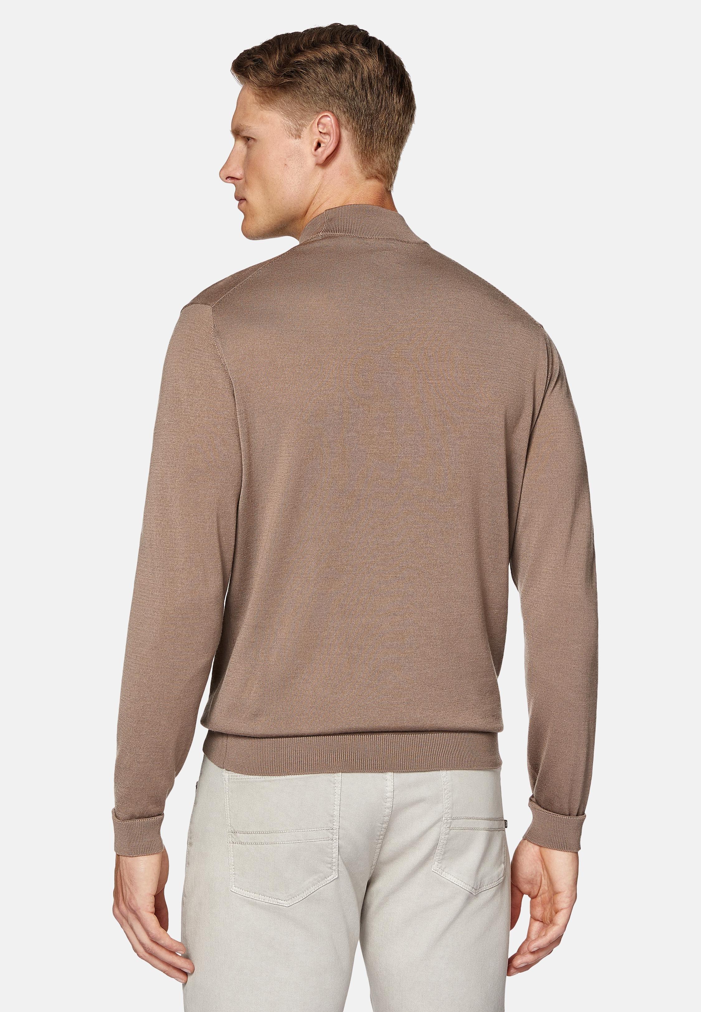 Brown Mock Polo Neck Jumper, 3901_BROW, large image number 2