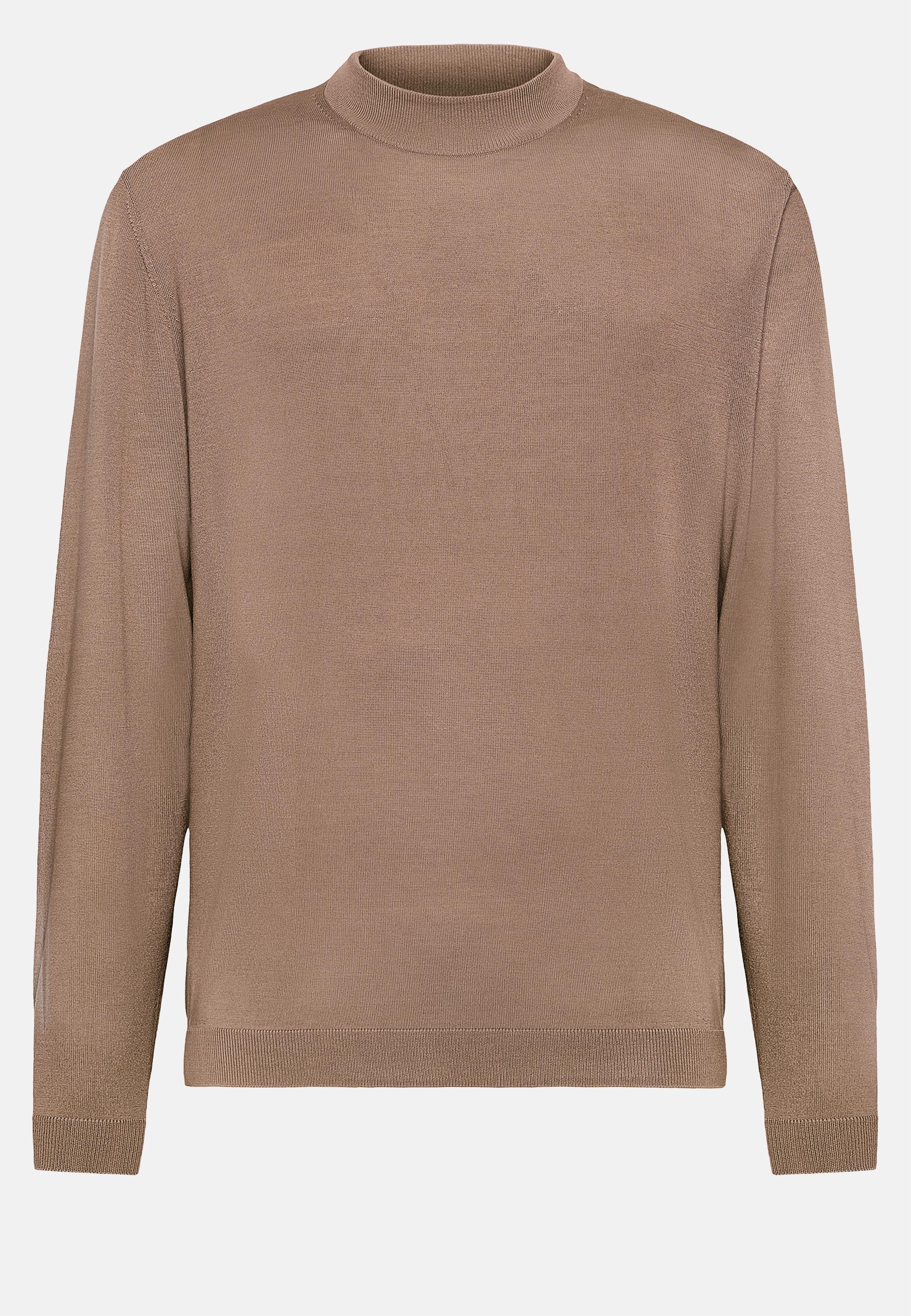 Brown Mock Polo Neck Jumper, 3901_BROW, large image number 3