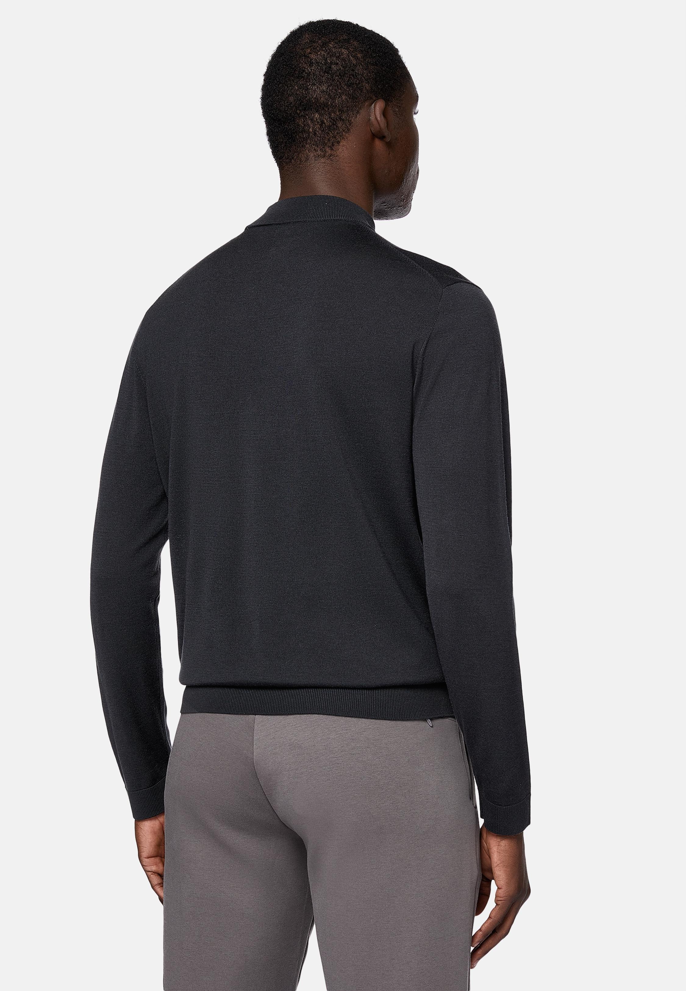 Black Mock Polo Neck Jumper, Charcoal, large image number 2