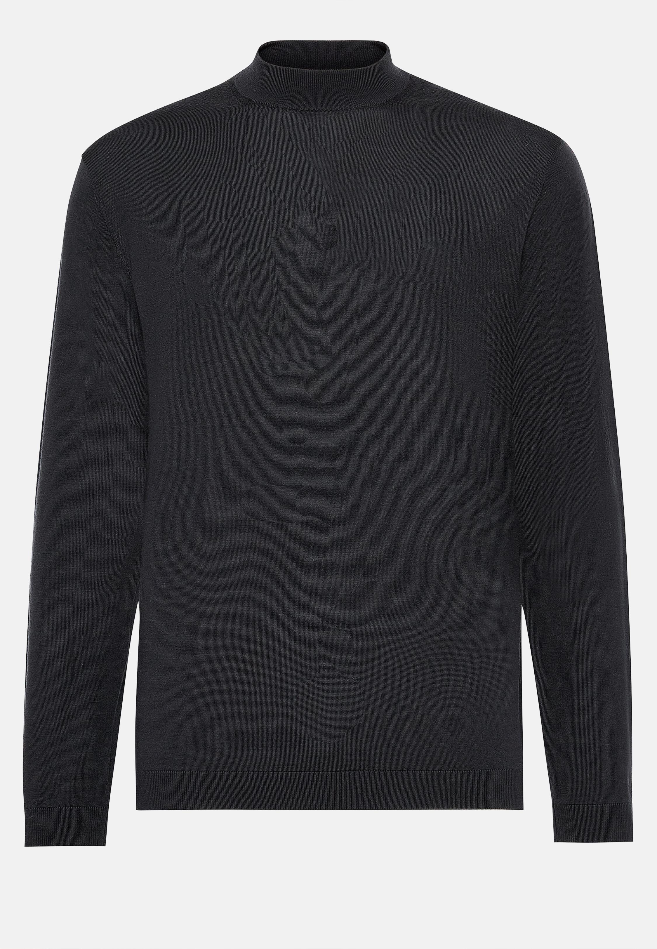 Black Mock Polo Neck Jumper, Charcoal, large image number 3