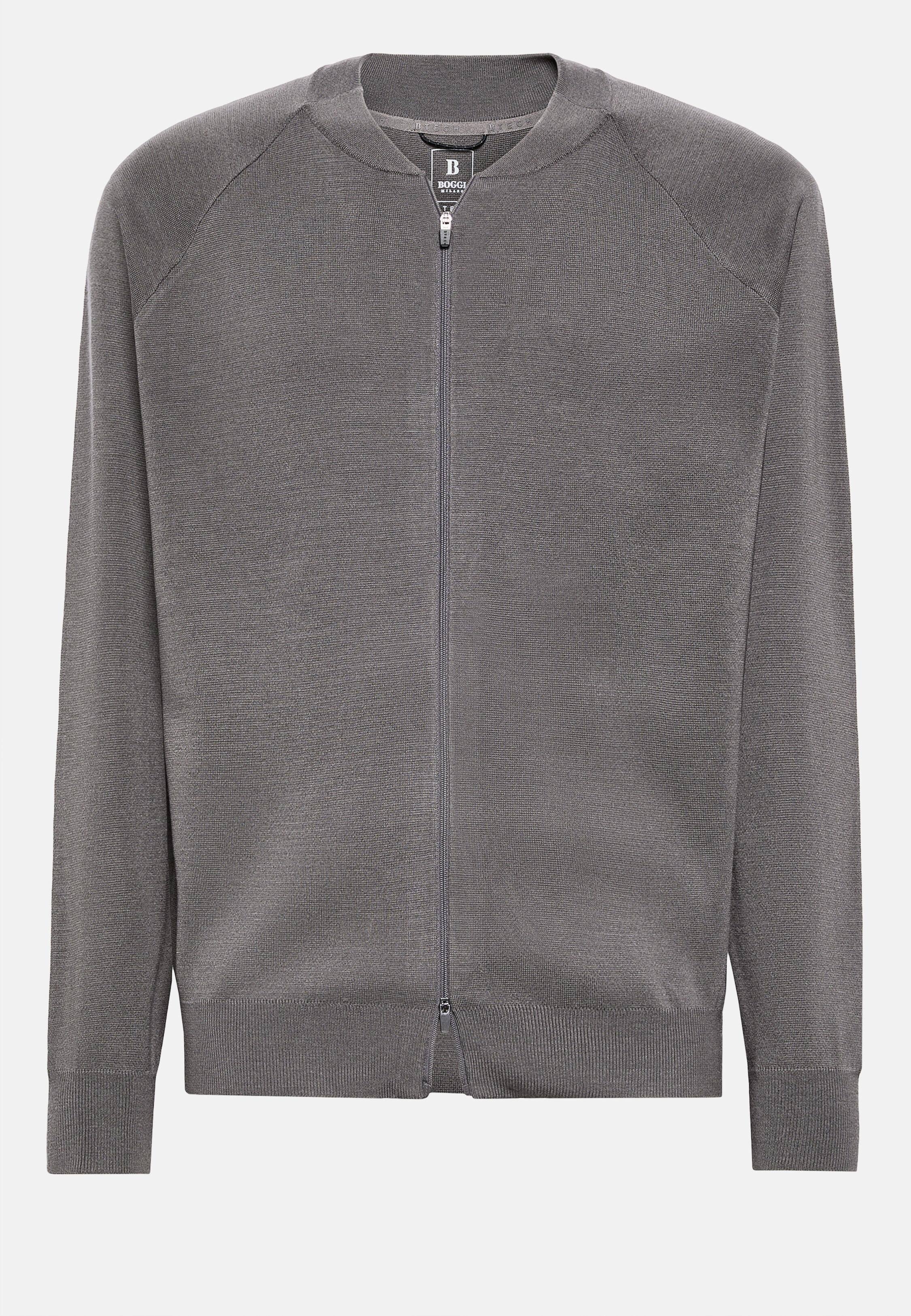 Bomber Jacket in Merino Wool Tech, Dark Grey, Dark Grey, large image number 4