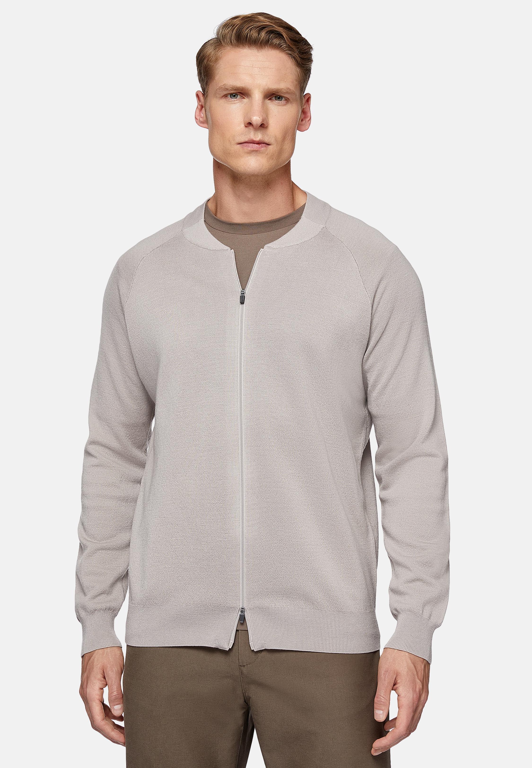 Beige Merino Wool Tech Bomber Jacket, , large image number 0