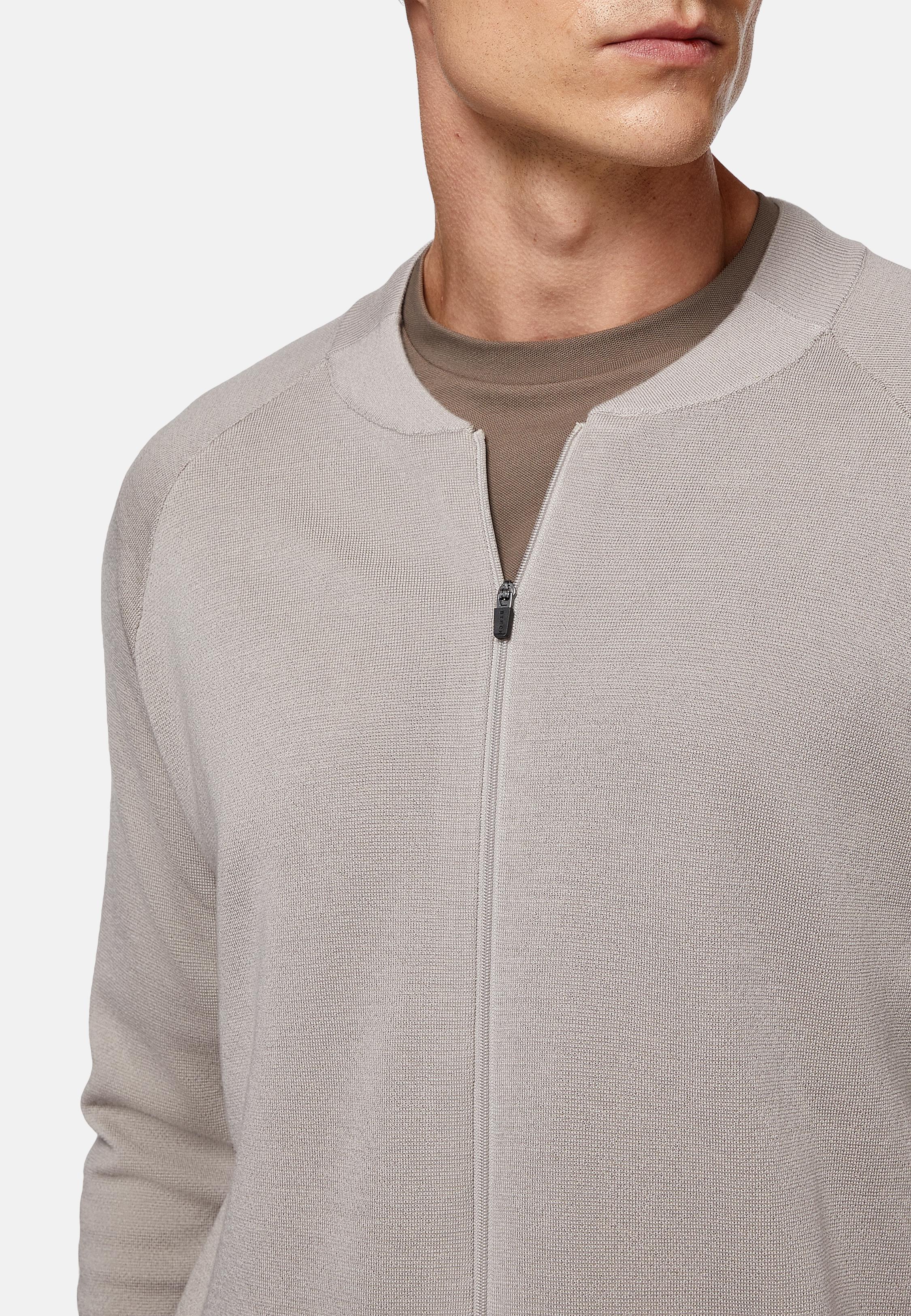 Beige Merino Wool Tech Bomber Jacket, , large image number 2