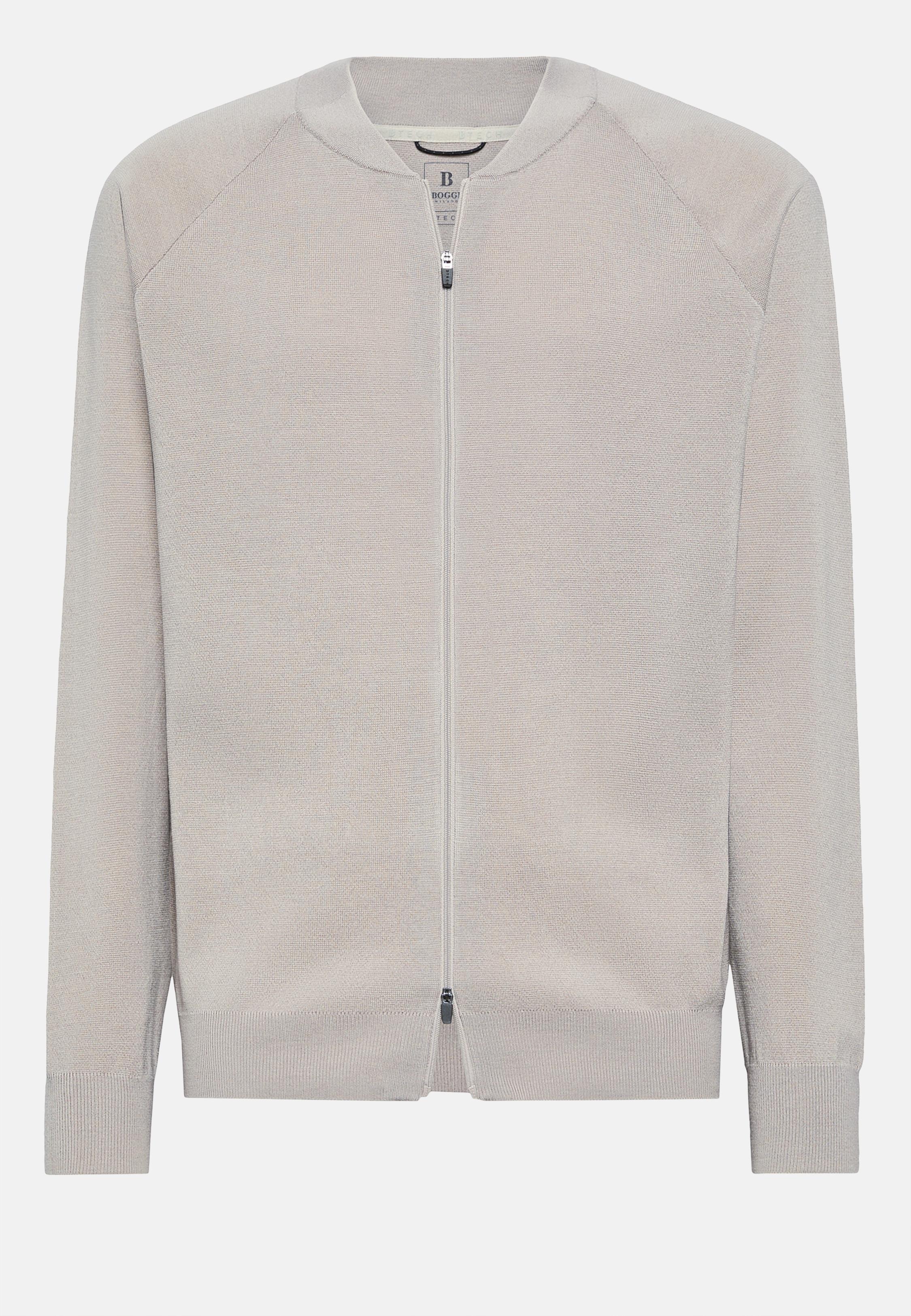 Beige Merino Wool Tech Bomber Jacket, , large image number 3