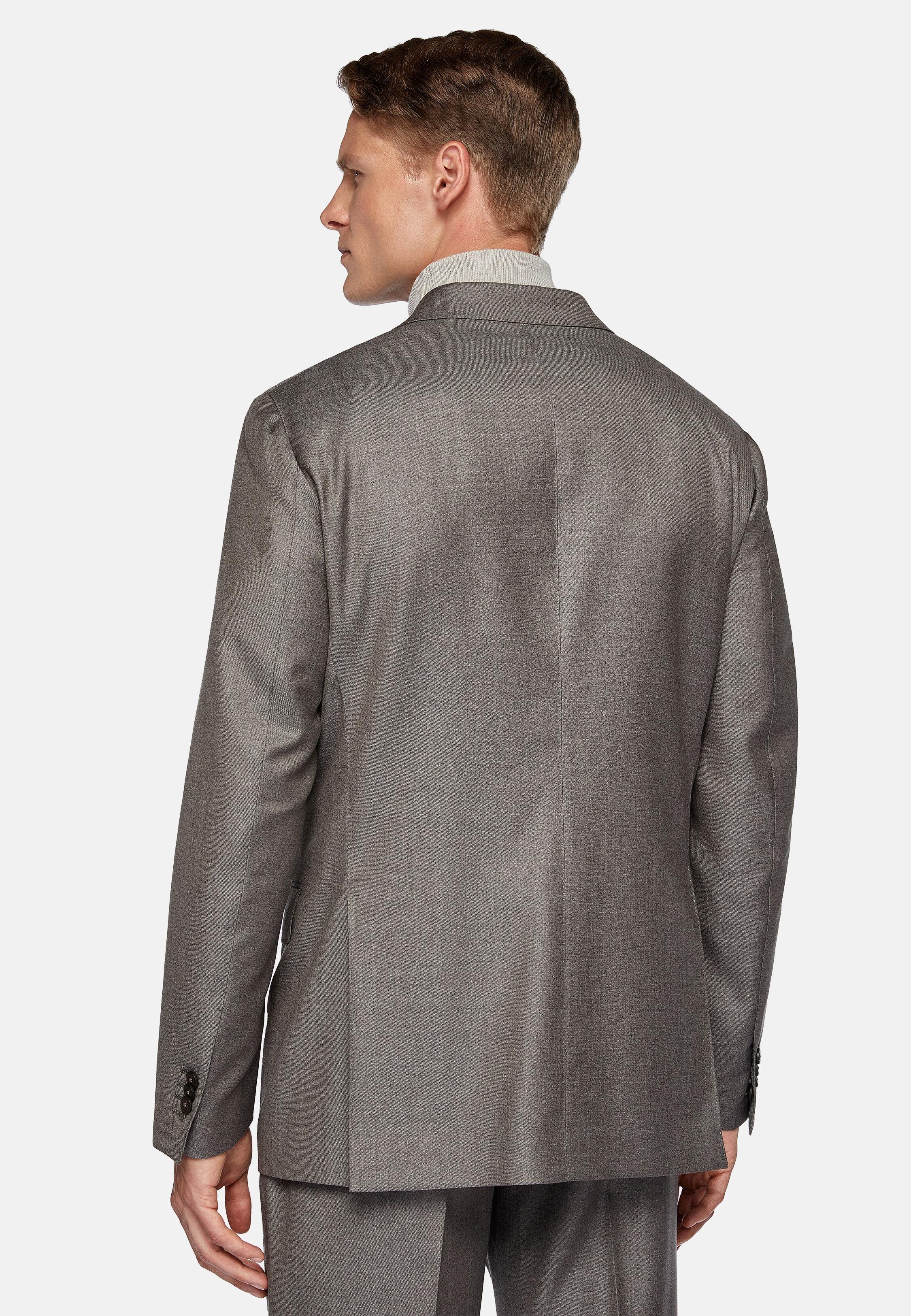 Brown Double-Breasted Wool Suit, Taupe, large image number 1