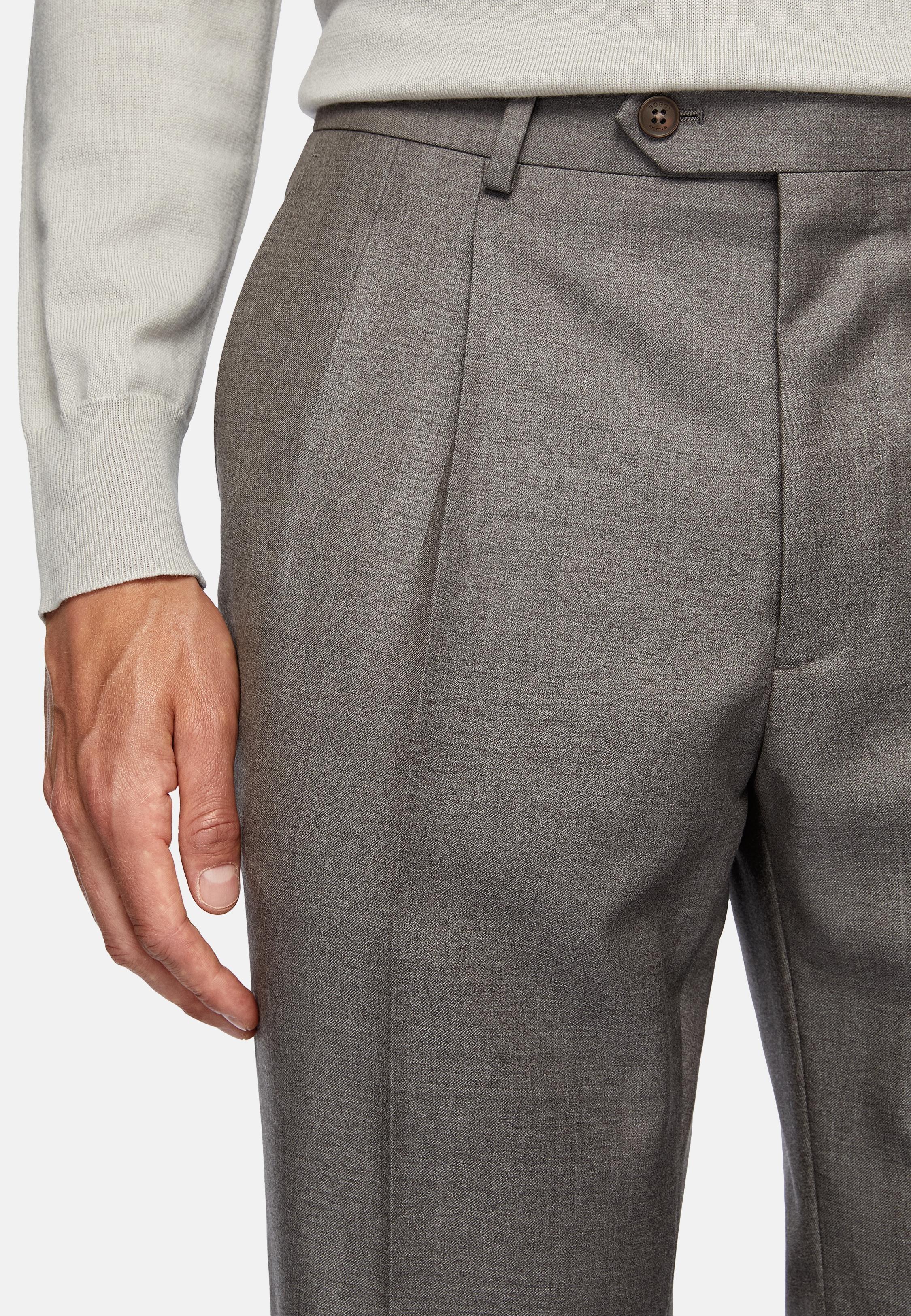 Brown Double-Breasted Wool Suit, Taupe, large image number 4