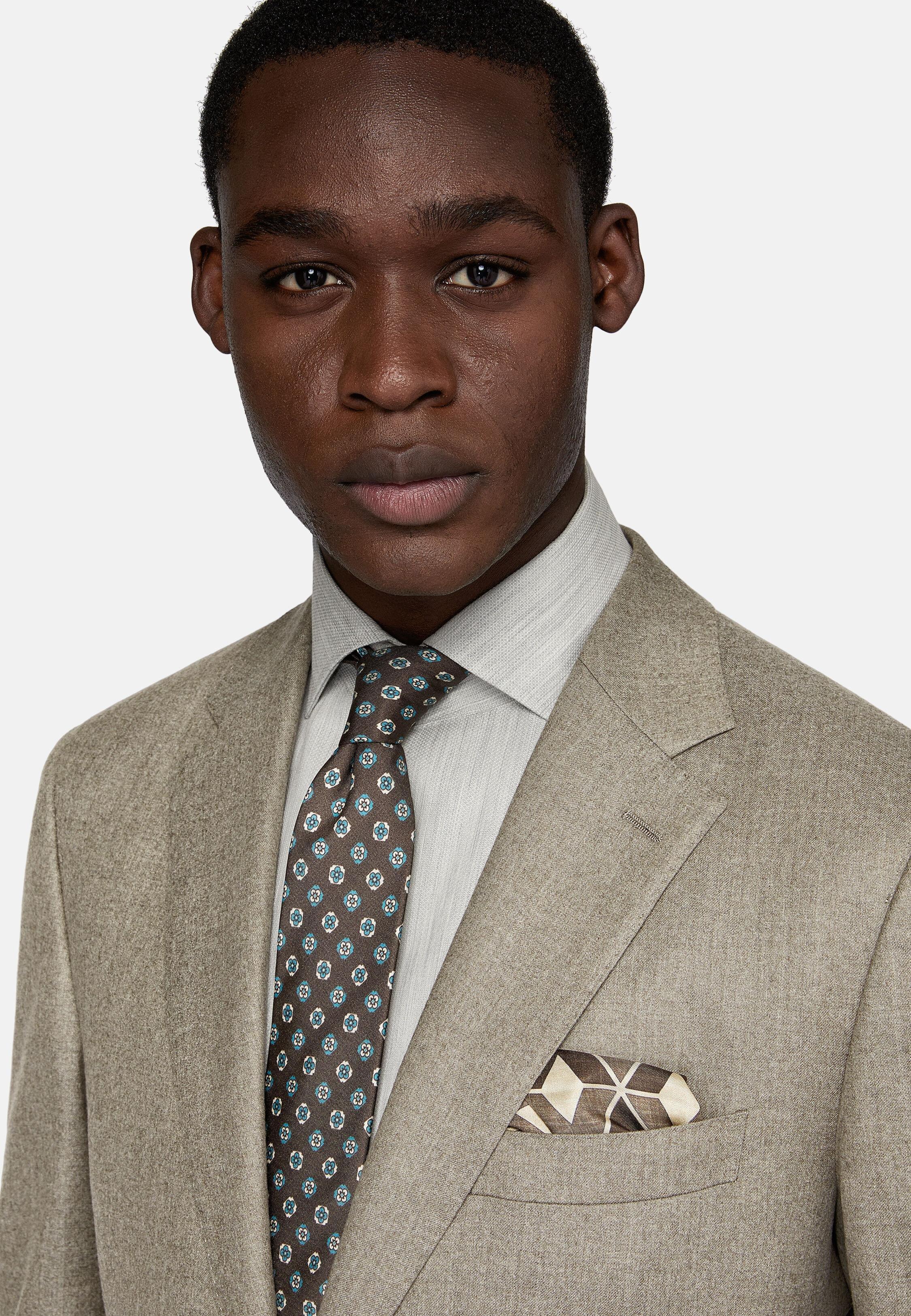 Beige Herringbone Suit Jacket, Taupe, large image number 5