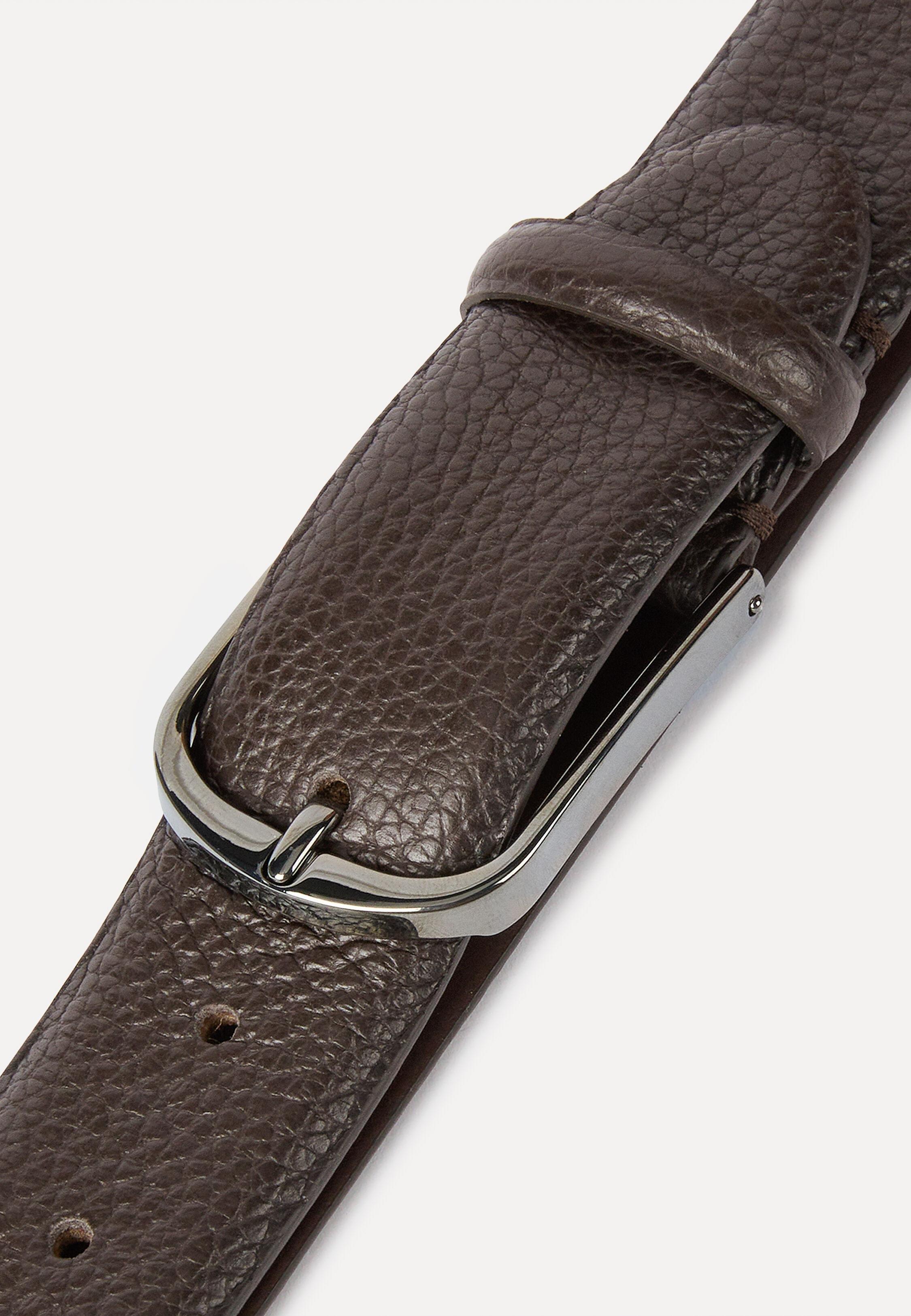 Tumbled Leather Belt, Dark Brown, Dark brown, large image number 2
