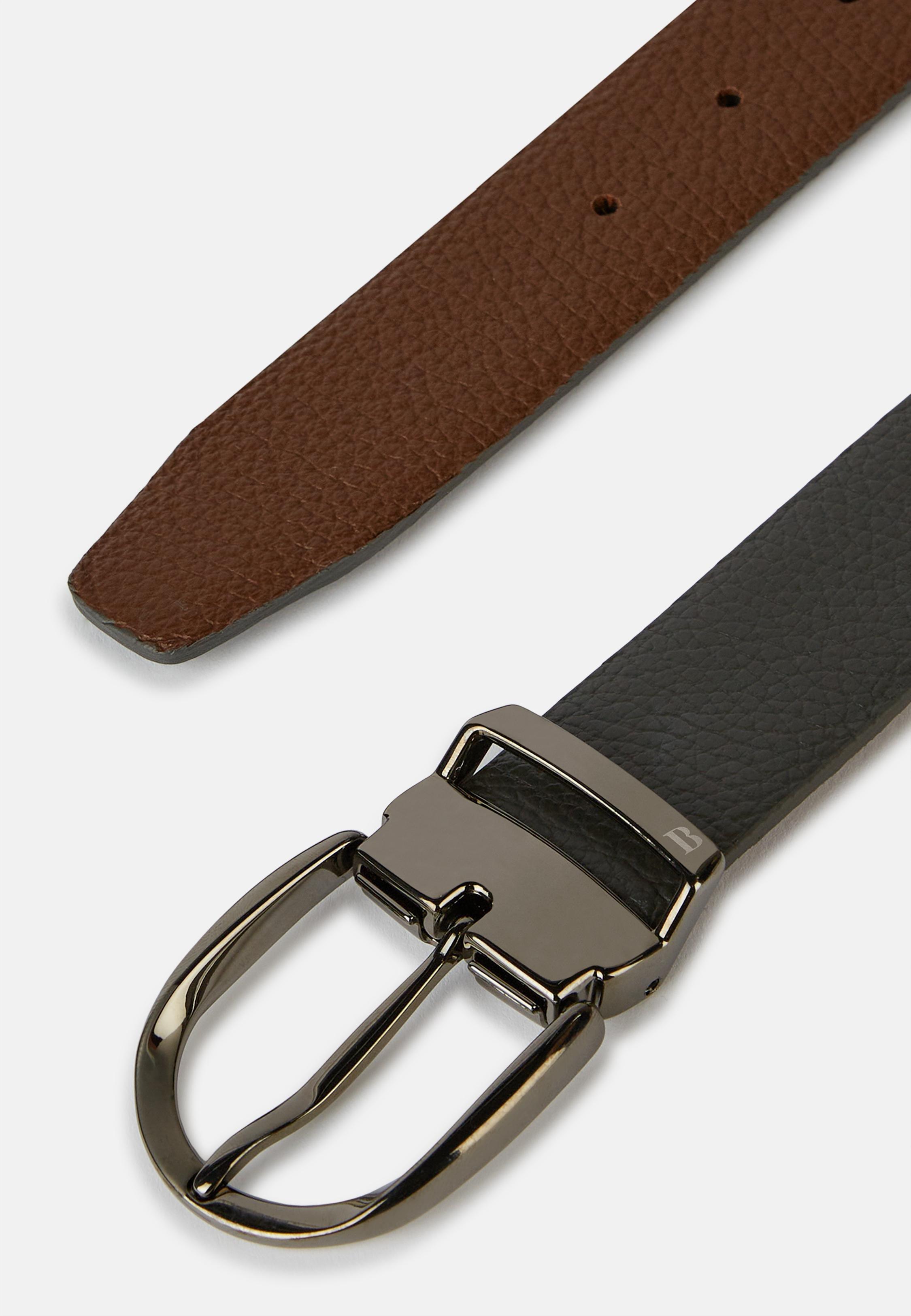 Grey Reversible Tumbled Leather Belt, , large image number 0