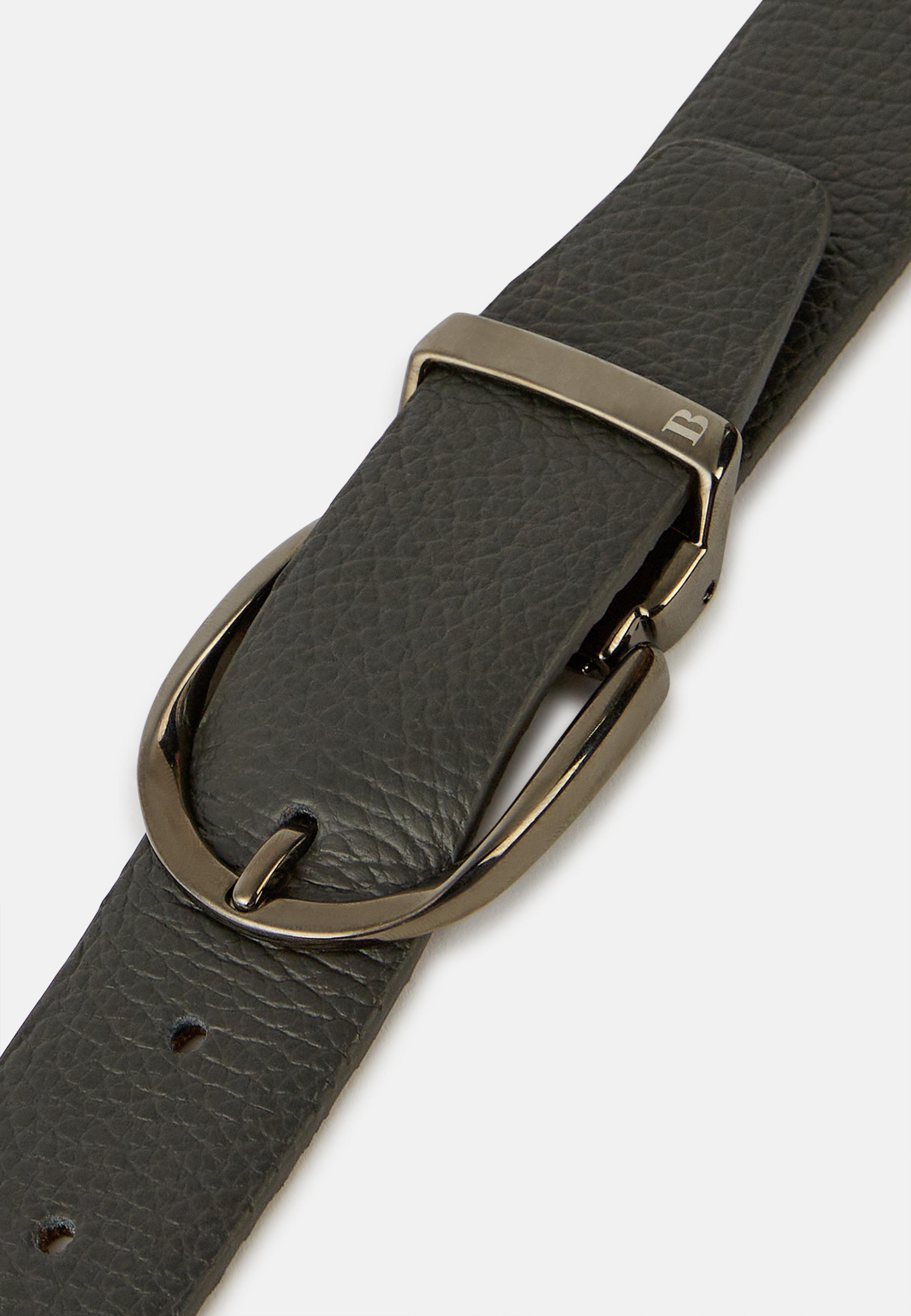 Grey Reversible Tumbled Leather Belt, Grey, medium